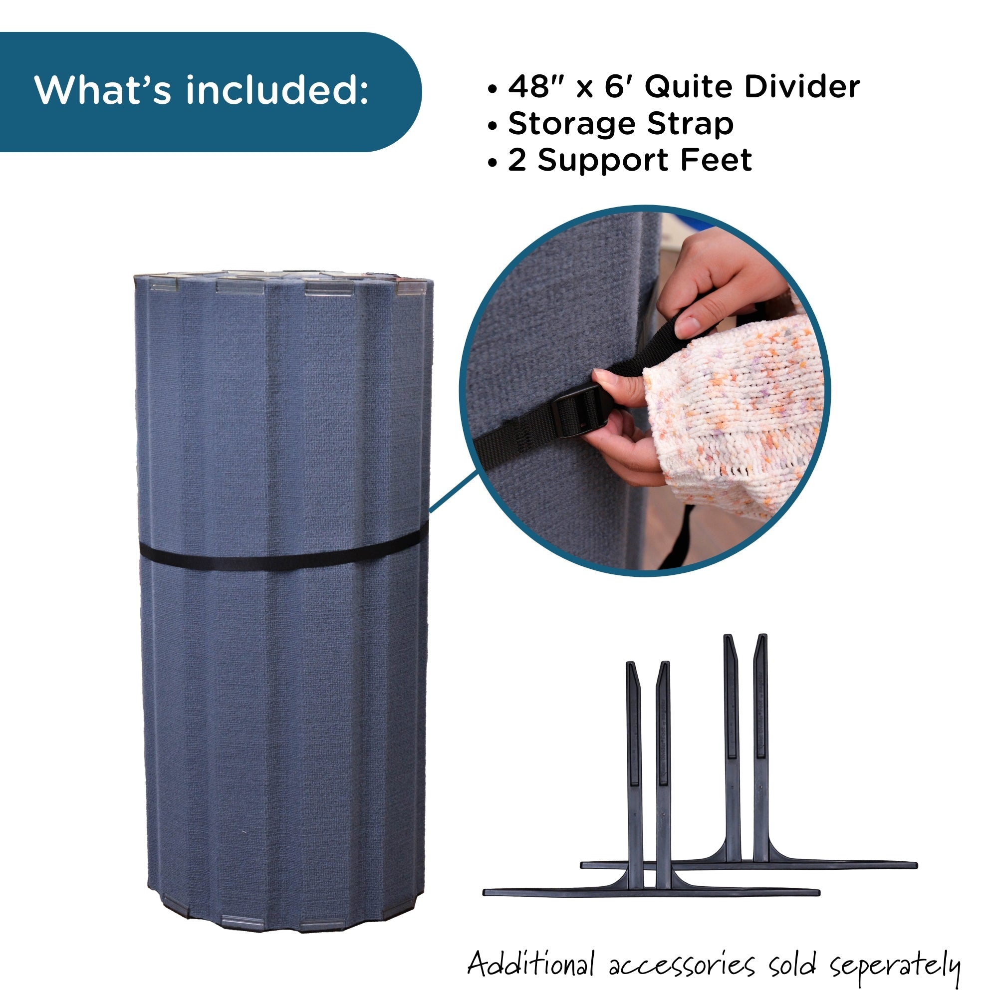 Quiet Divider with Sound Sponge 48" x 6' Wall - Slate Blue