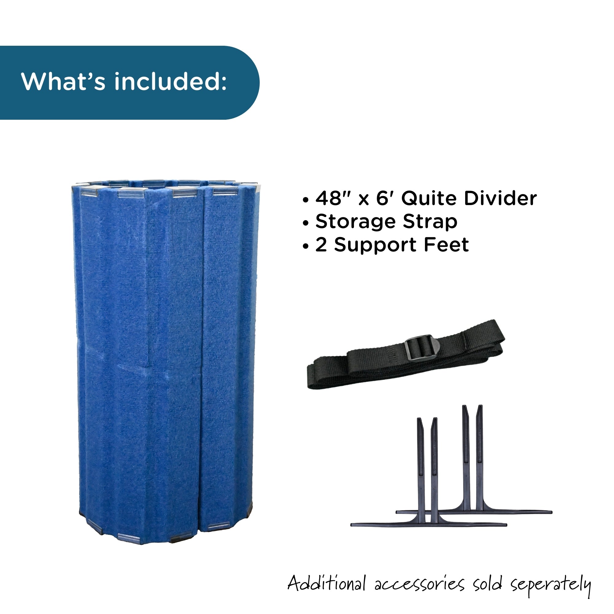 Quiet Divider with Sound Sponge 48" x 6' Wall - Blueberry