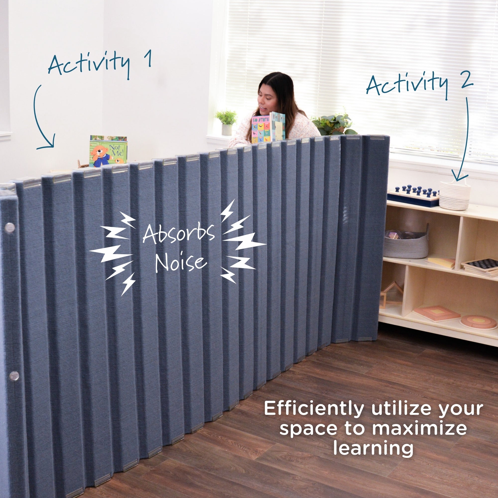 Quiet Divider with Sound Sponge 48" x 10' Wall - Slate Blue