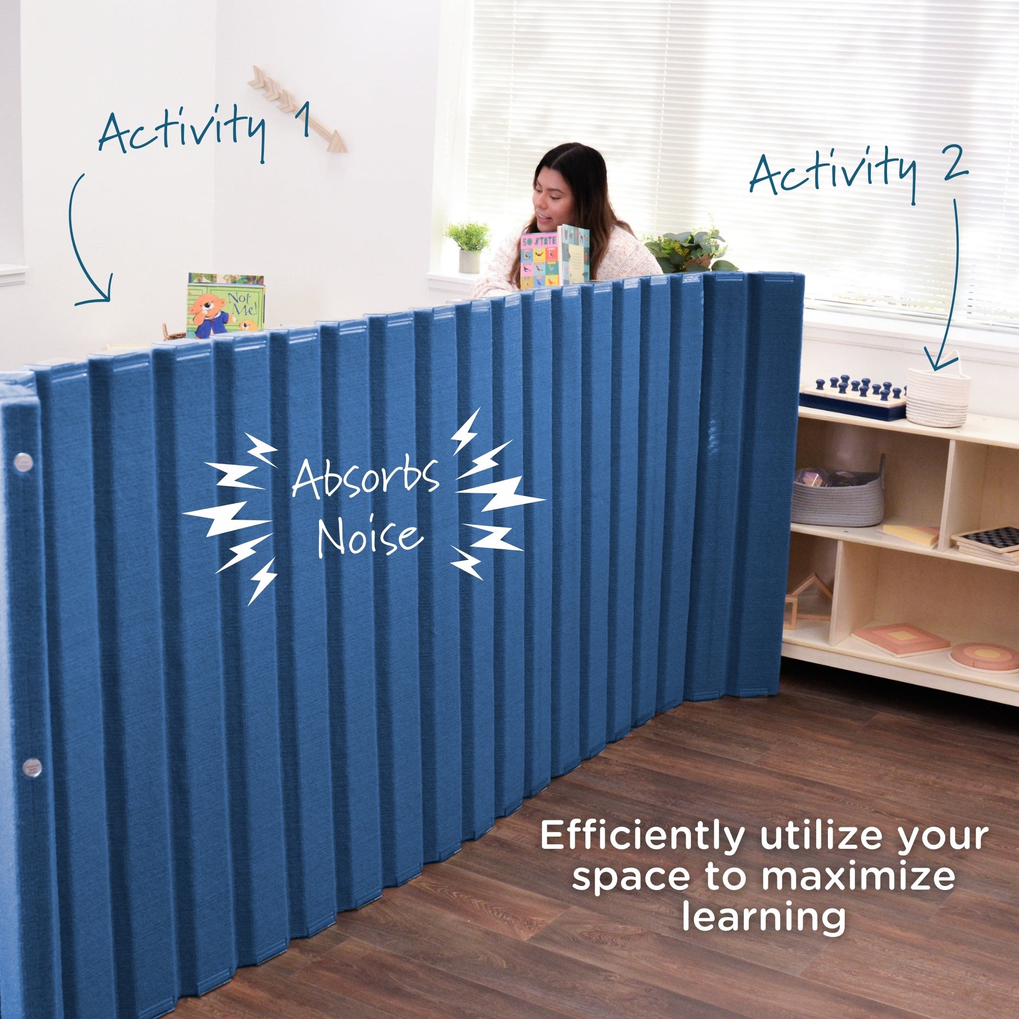 Quiet Divider with Sound Sponge 48" x 10' Wall - Blueberry