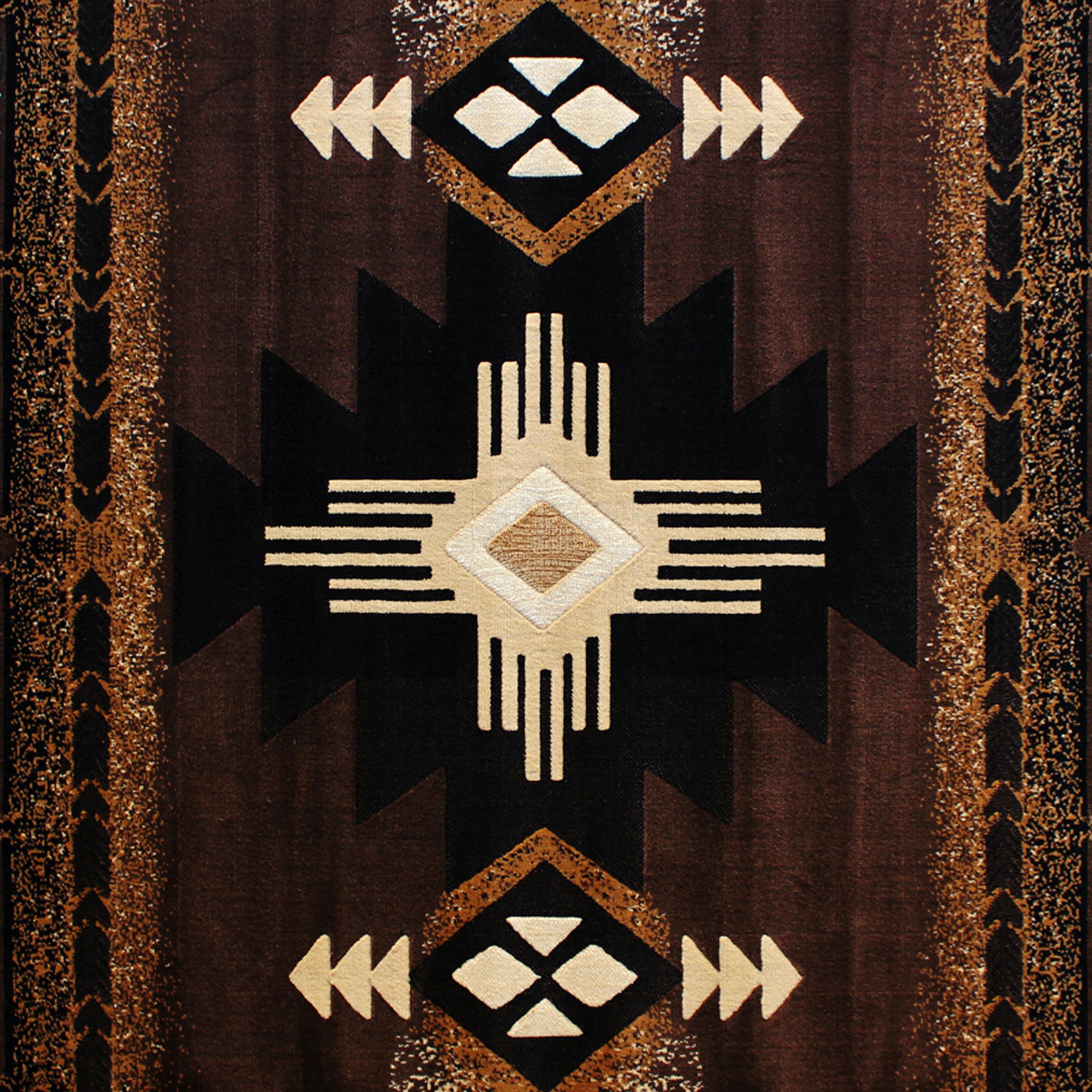 Mohave Collection 5' x 7' Chocolate Traditional Southwestern Style Area Rug - Olefin Fibers with Jute Backing