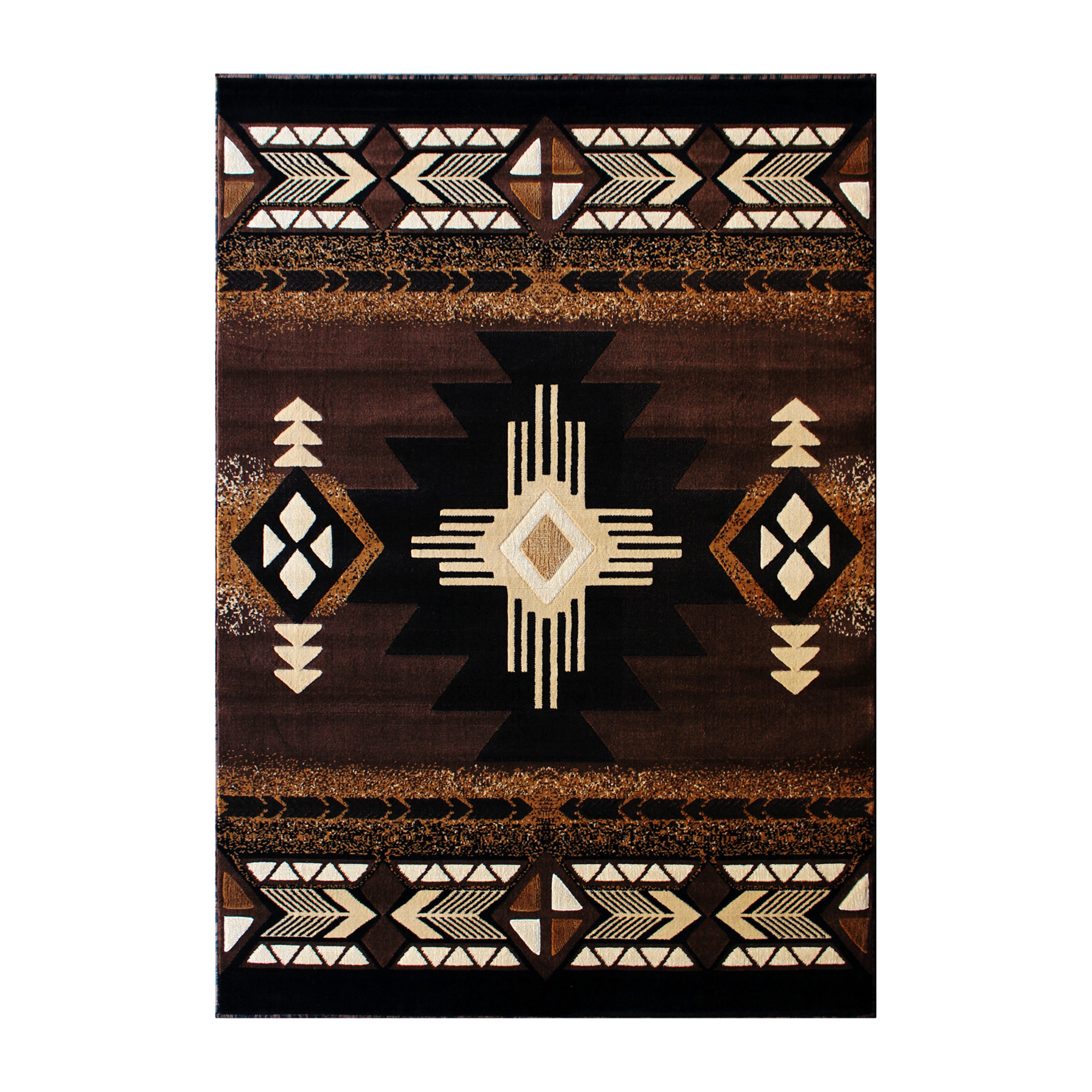 Mohave Collection 8' x 10' Chocolate Traditional Southwestern Style Area Rug - Olefin Fibers with Jute Backing