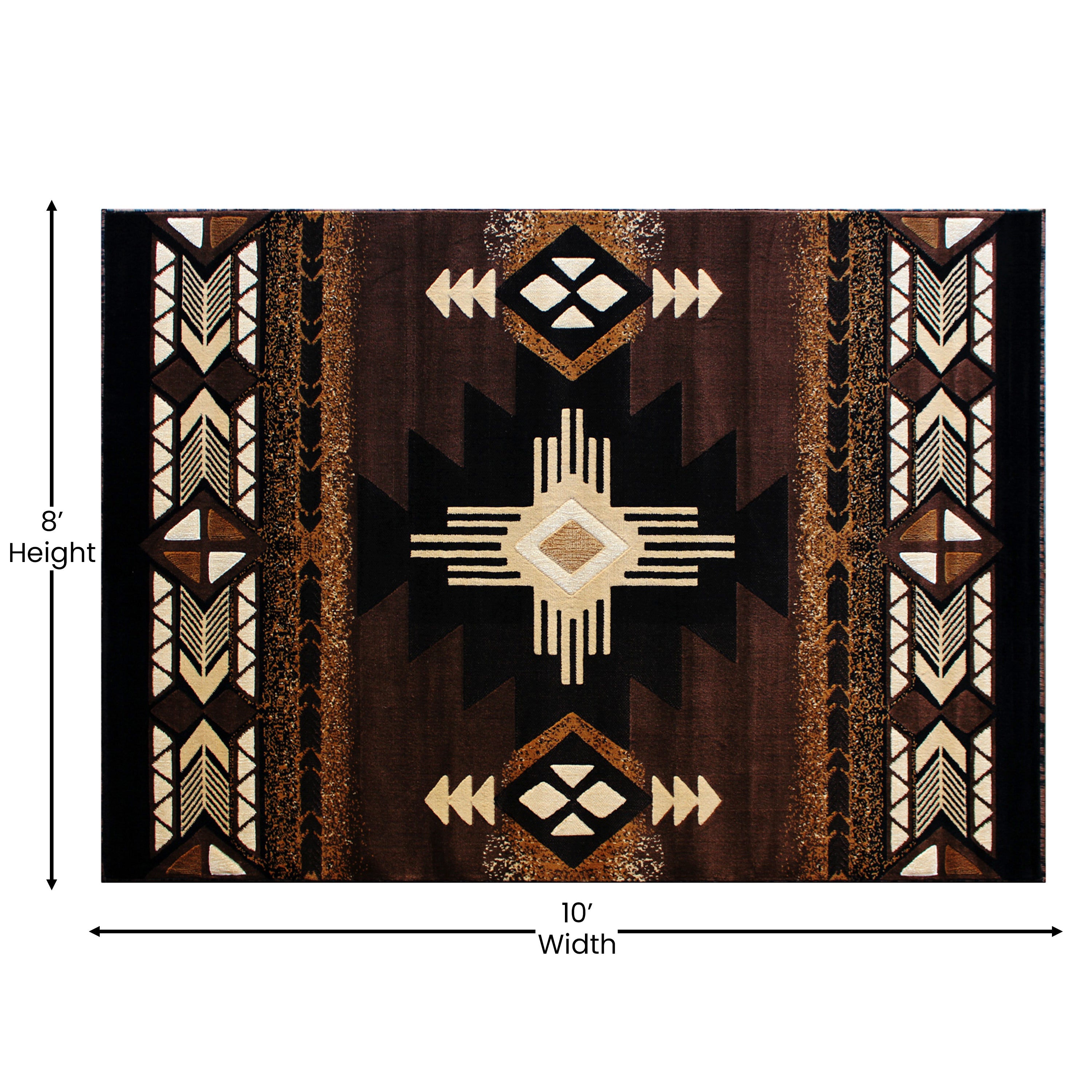 Mohave Collection 8' x 10' Chocolate Traditional Southwestern Style Area Rug - Olefin Fibers with Jute Backing