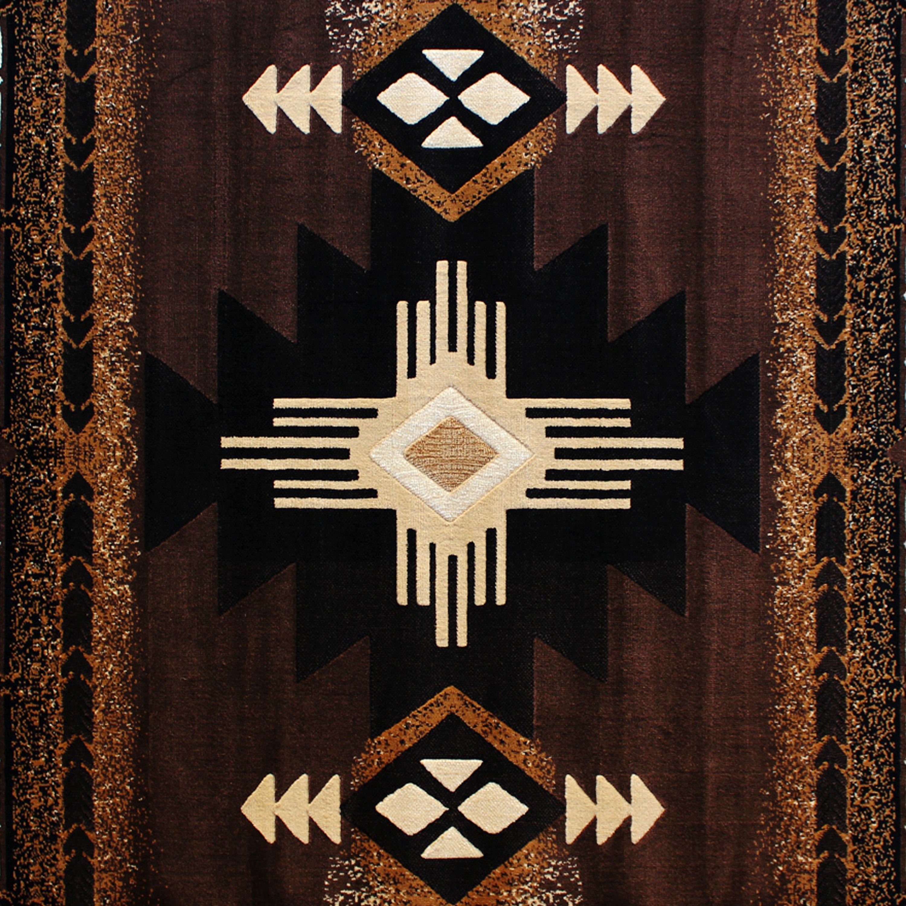 Mohave Collection 8' x 10' Chocolate Traditional Southwestern Style Area Rug - Olefin Fibers with Jute Backing
