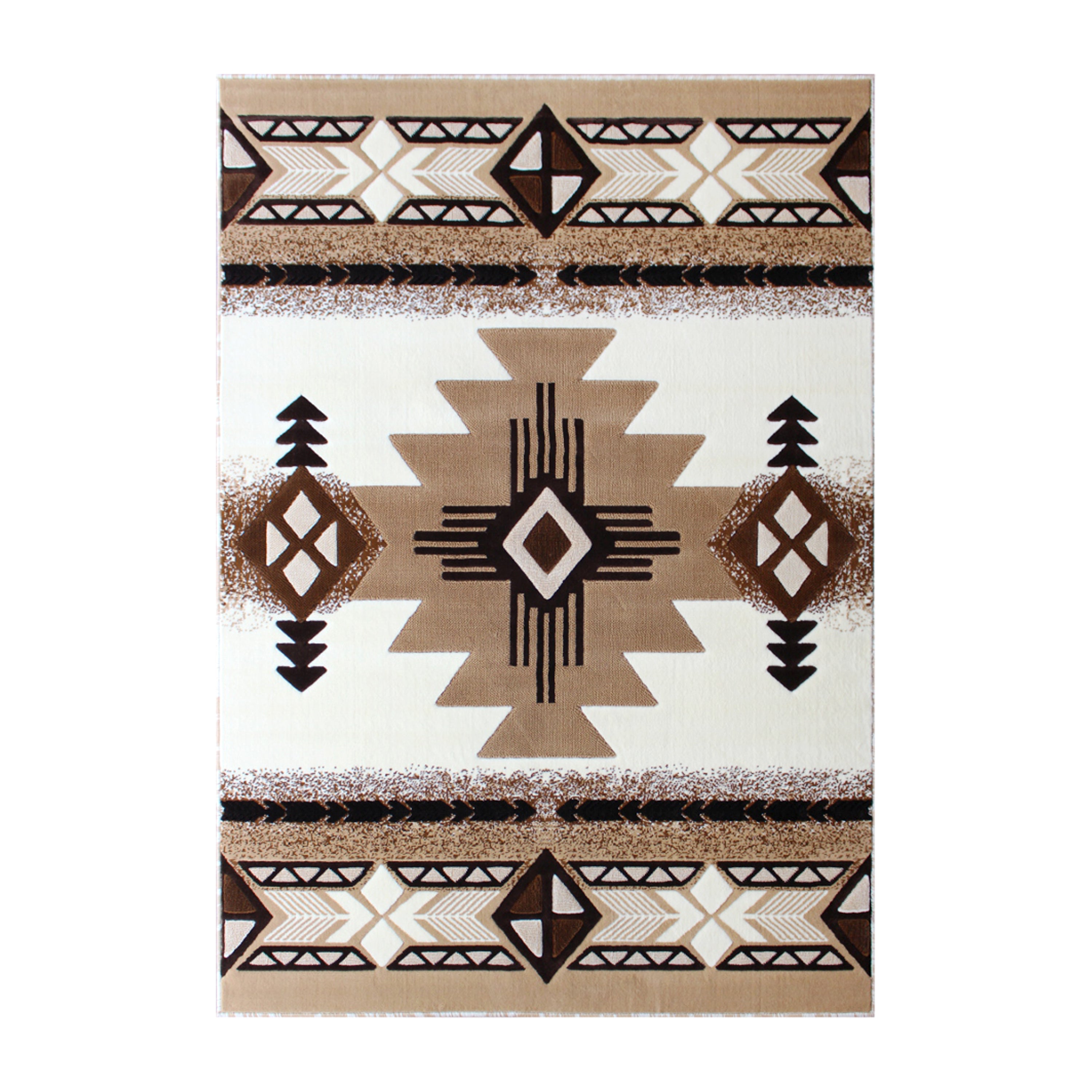 Mohave Collection 5' x 7' Ivory Traditional Southwestern Style Area Rug - Olefin Fibers with Jute Backing
