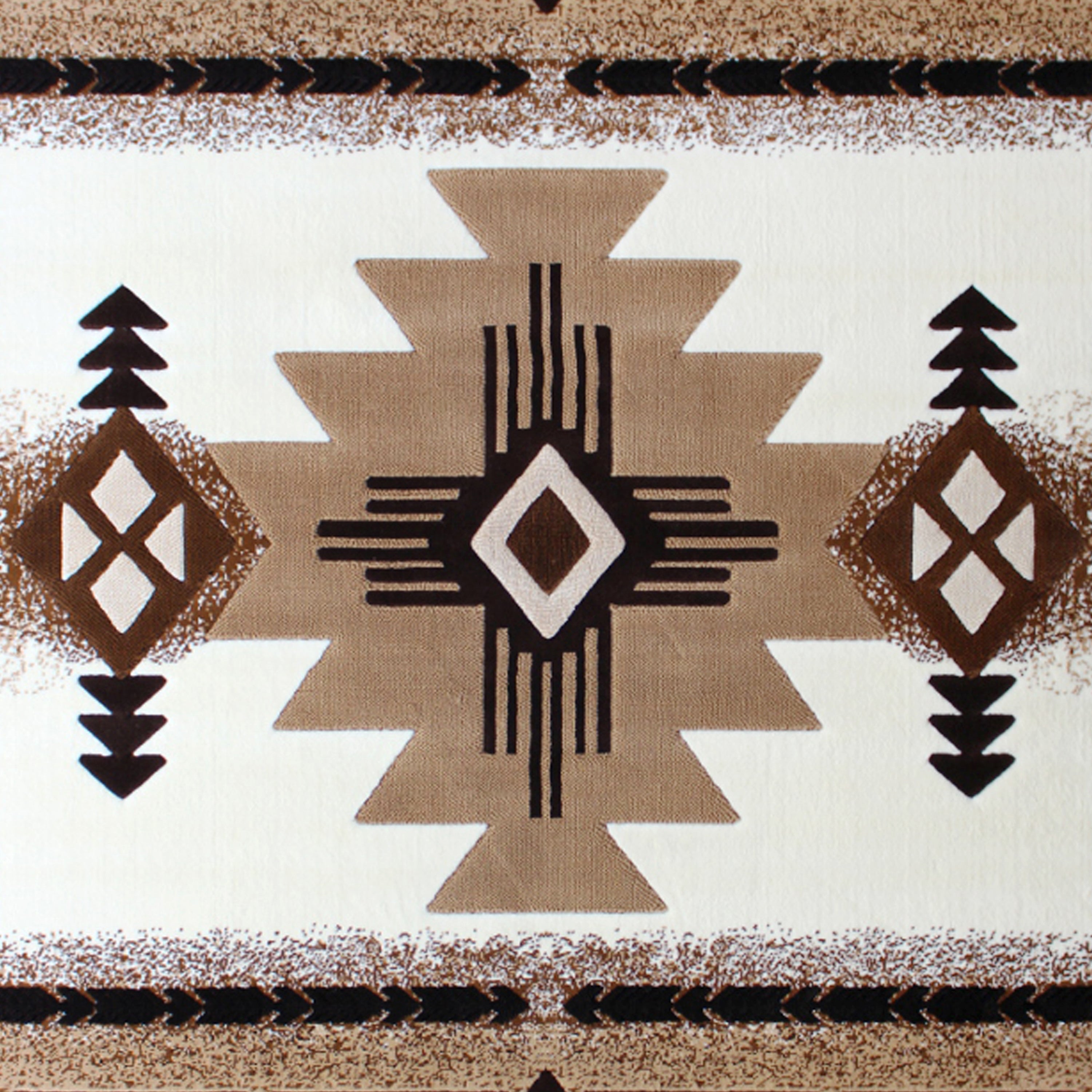 Mohave Collection 5' x 7' Ivory Traditional Southwestern Style Area Rug - Olefin Fibers with Jute Backing