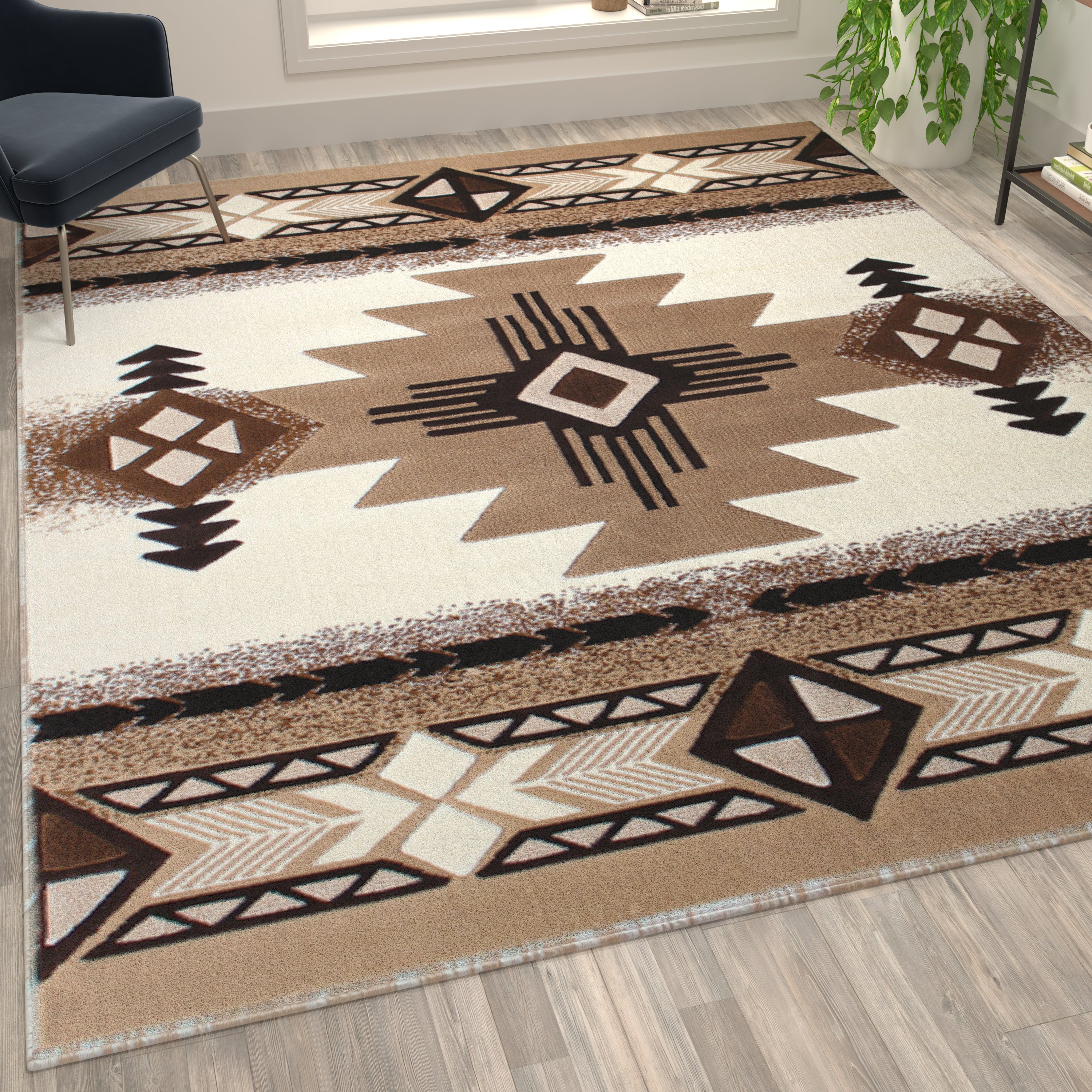 Mohave Collection 2' x 7' Sage Traditional Southwestern Style Area Rug - Olefin Fibers with Jute Backing