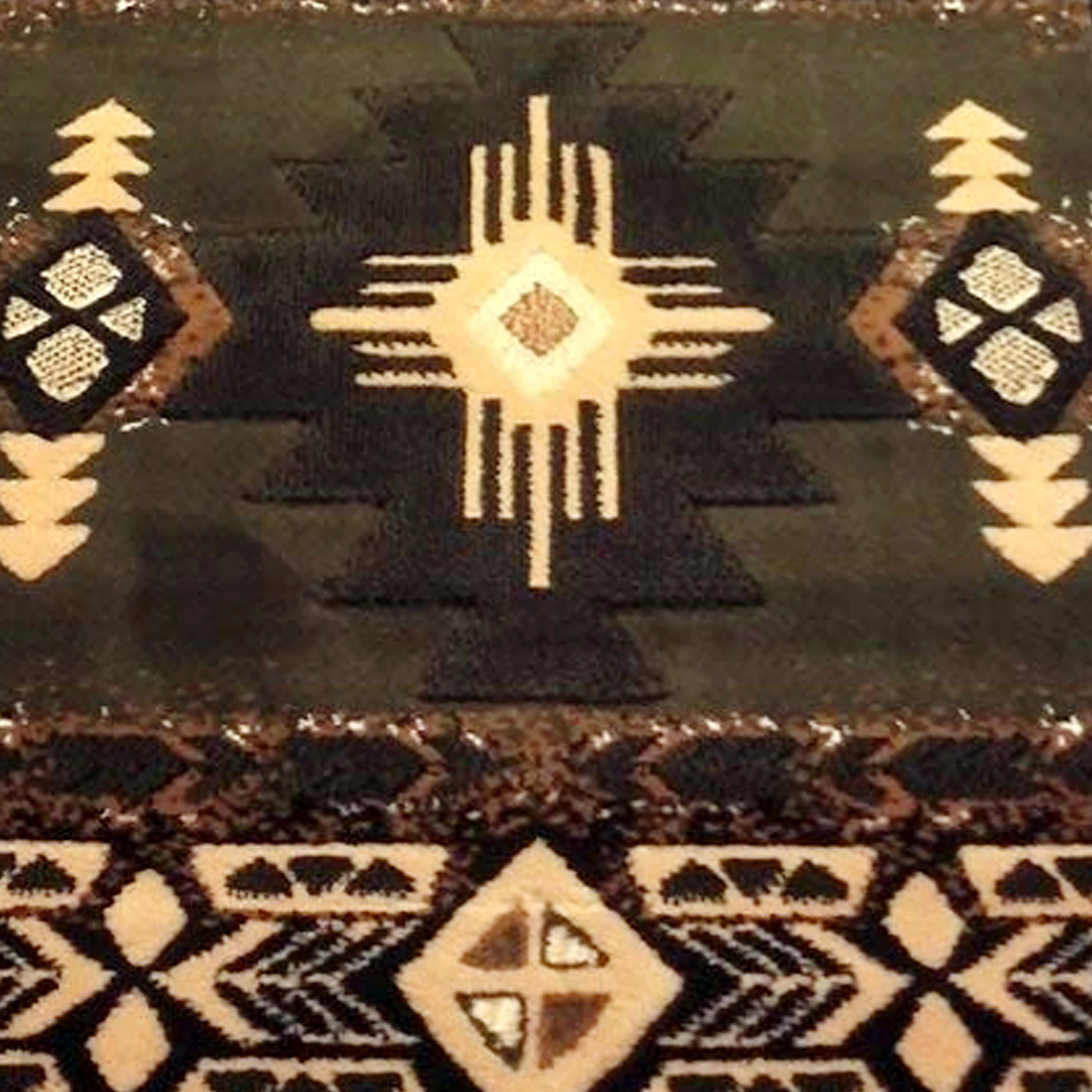 Mohave Collection 2' x 7' Sage Traditional Southwestern Style Area Rug - Olefin Fibers with Jute Backing