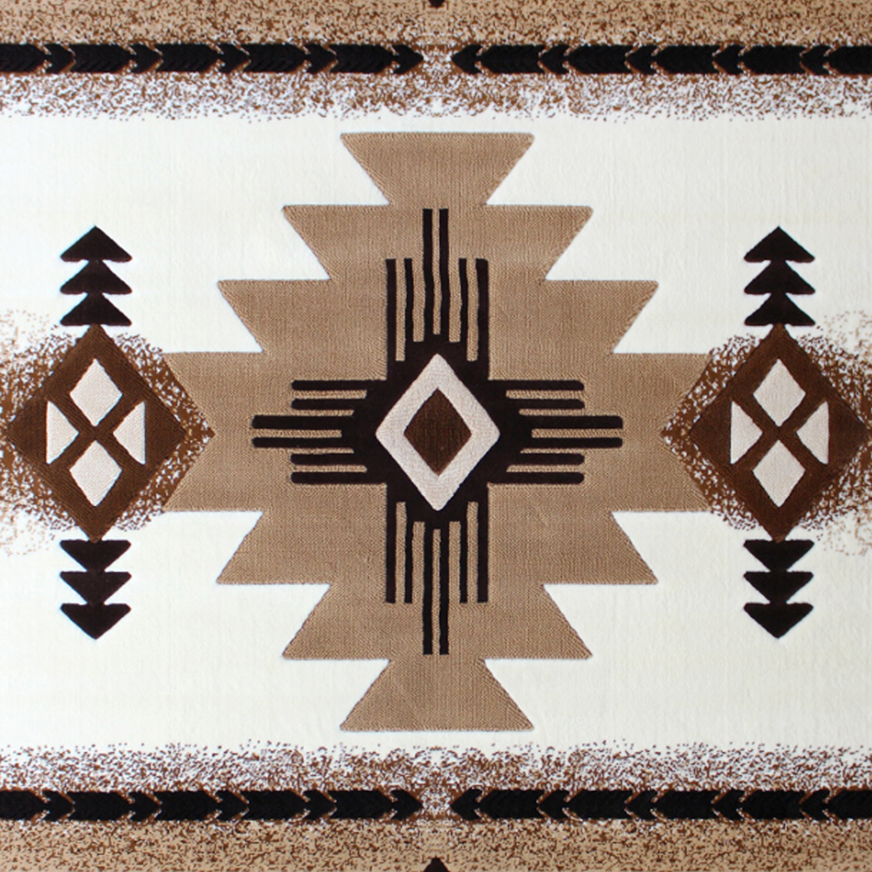 Mohave Collection 8' x 10' Ivory Traditional Southwestern Style Area Rug - Olefin Fibers with Jute Backing