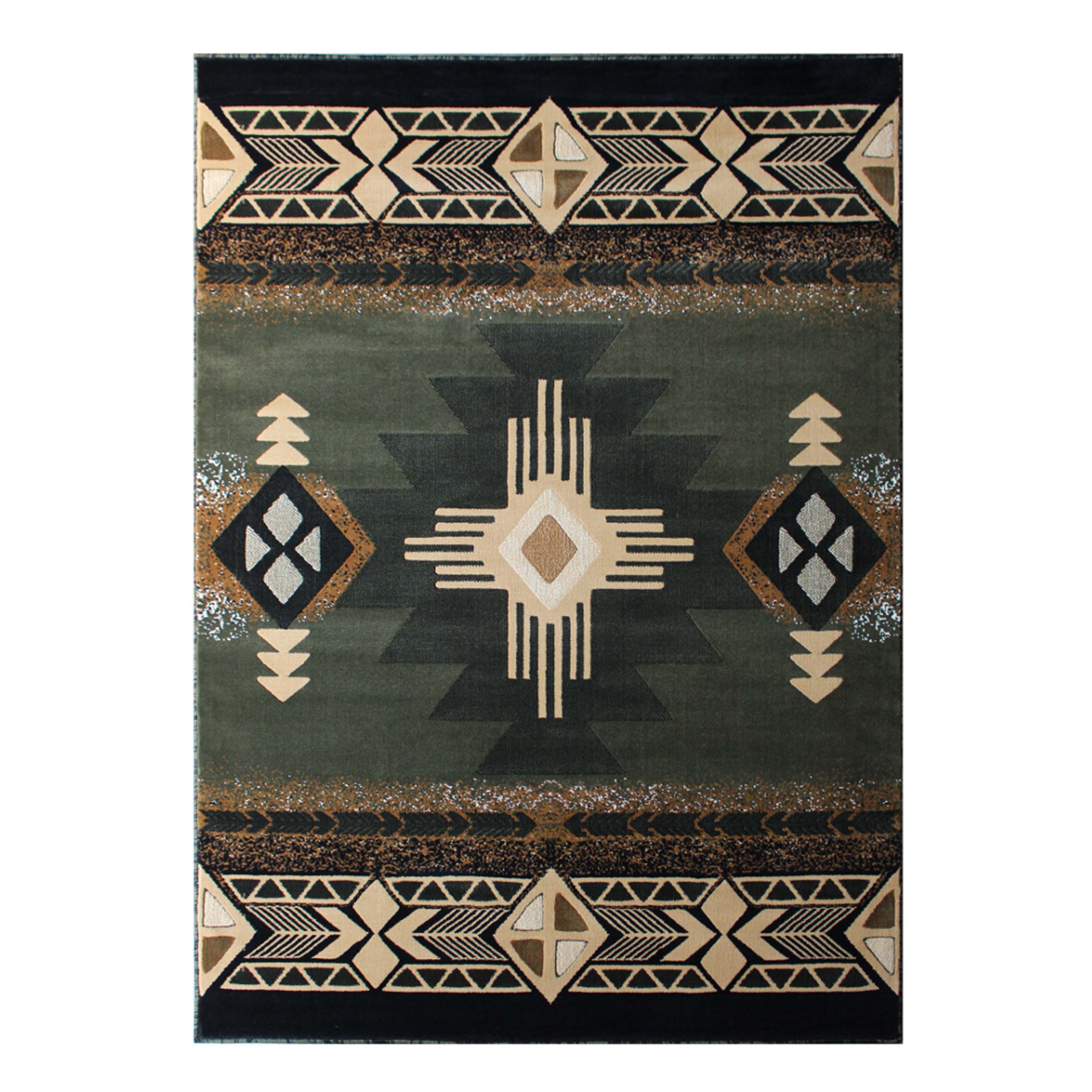 Mohave Collection 5' x 7' Sage Traditional Southwestern Style Area Rug - Olefin Fibers with Jute Backing