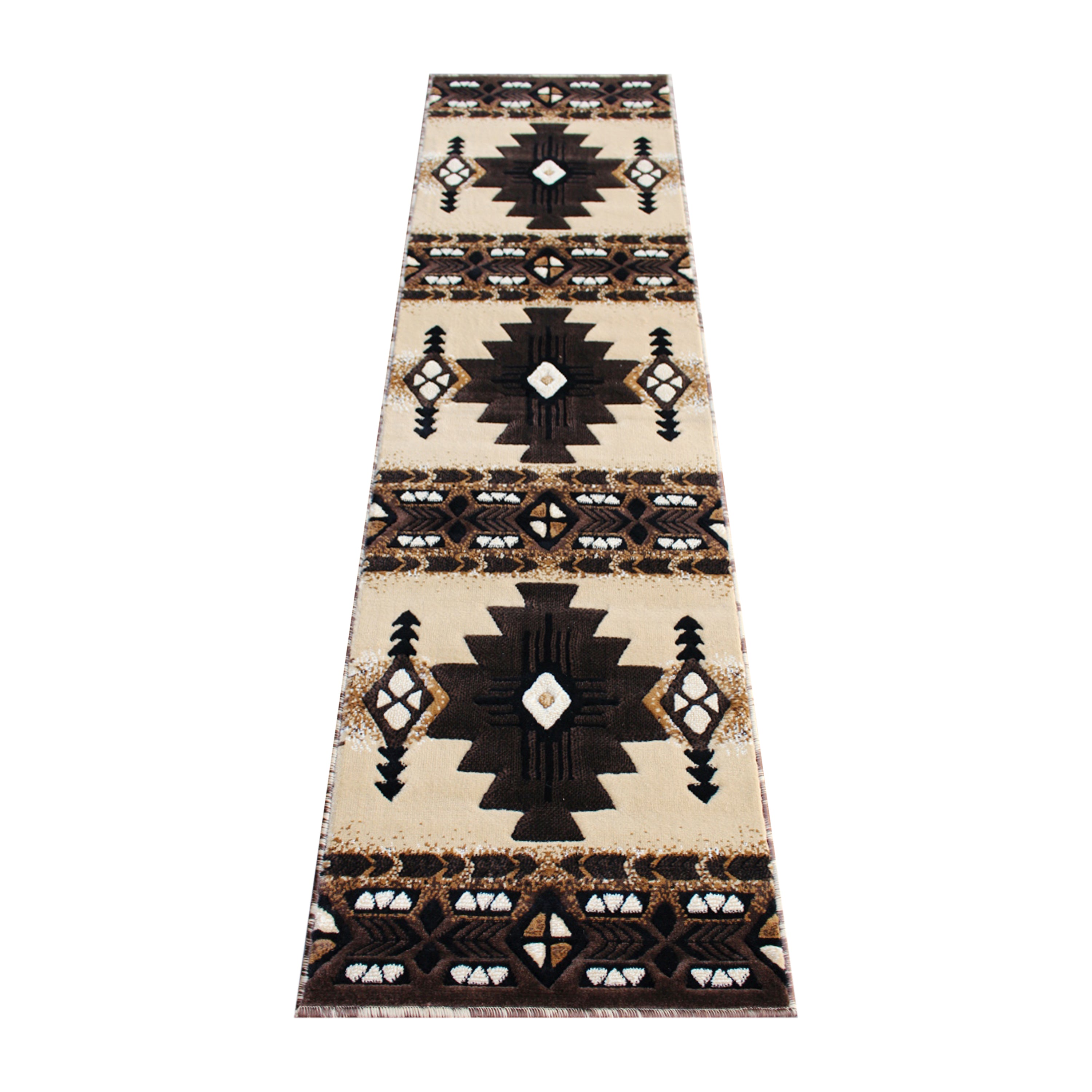 Mohave Collection 2' x 7' Brown Traditional Southwestern Style Area Rug - Olefin Fibers with Jute Backing
