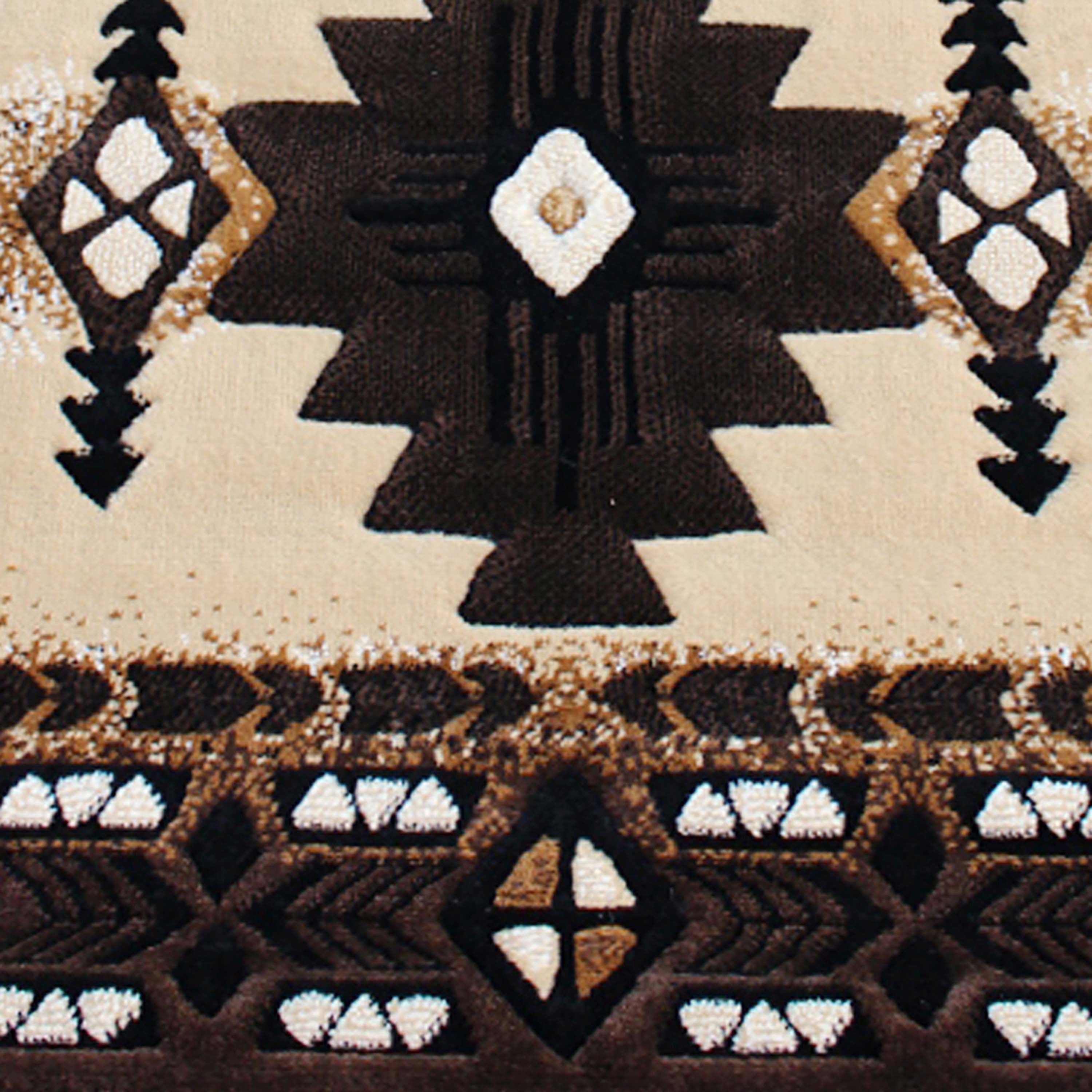 Mohave Collection 2' x 7' Brown Traditional Southwestern Style Area Rug - Olefin Fibers with Jute Backing