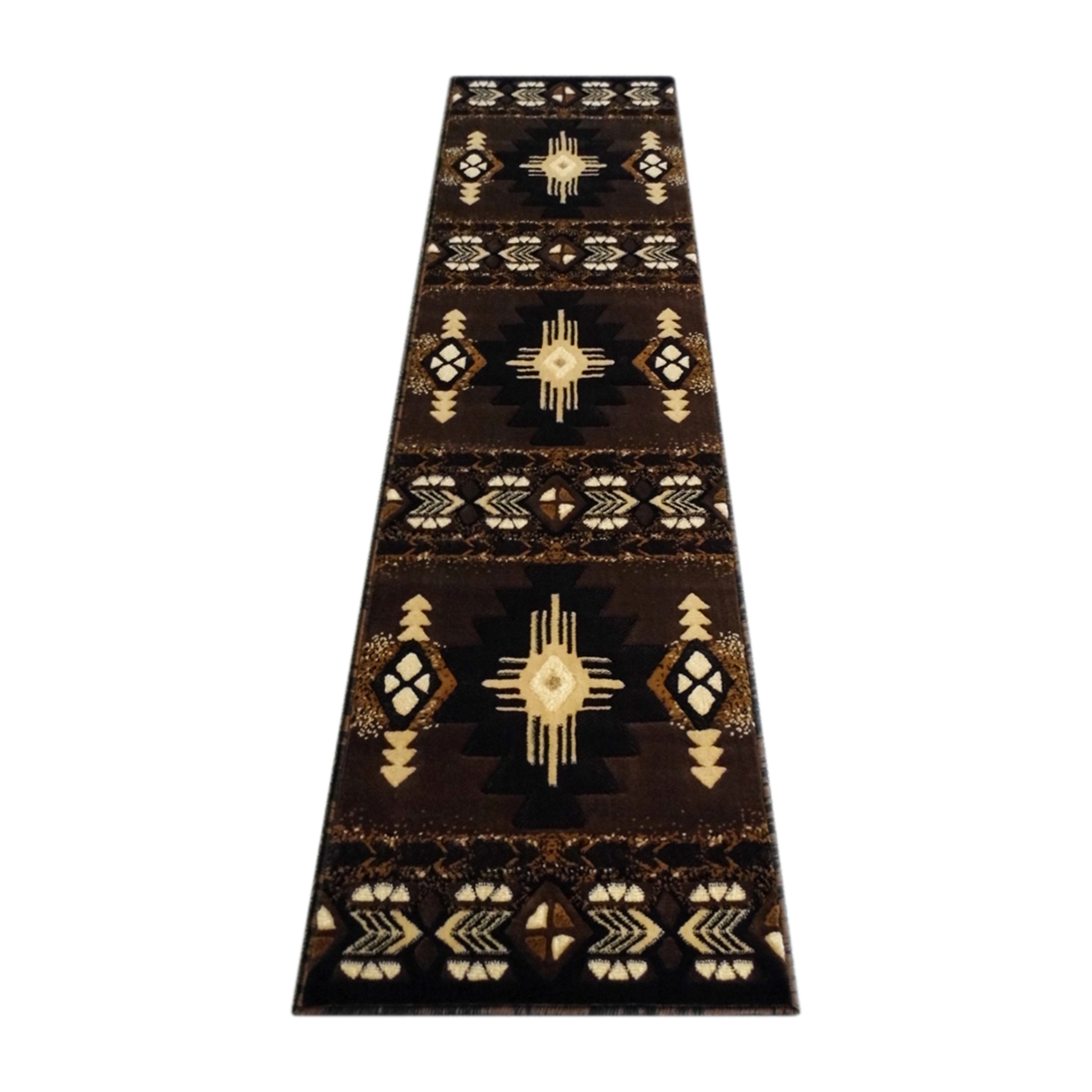 Mohave Collection 2' x 7' Chocolate Traditional Southwestern Style Area Rug - Olefin Fibers with Jute Backing