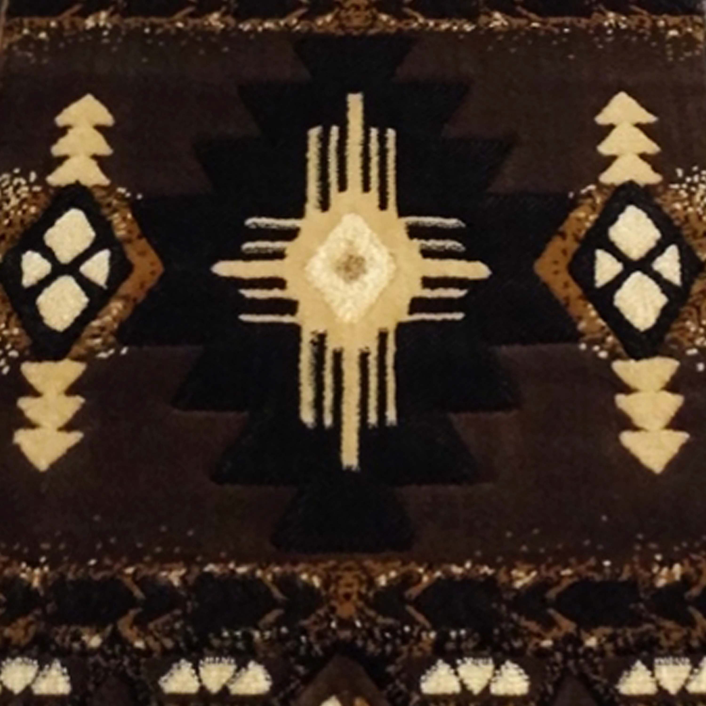 Mohave Collection 2' x 7' Chocolate Traditional Southwestern Style Area Rug - Olefin Fibers with Jute Backing