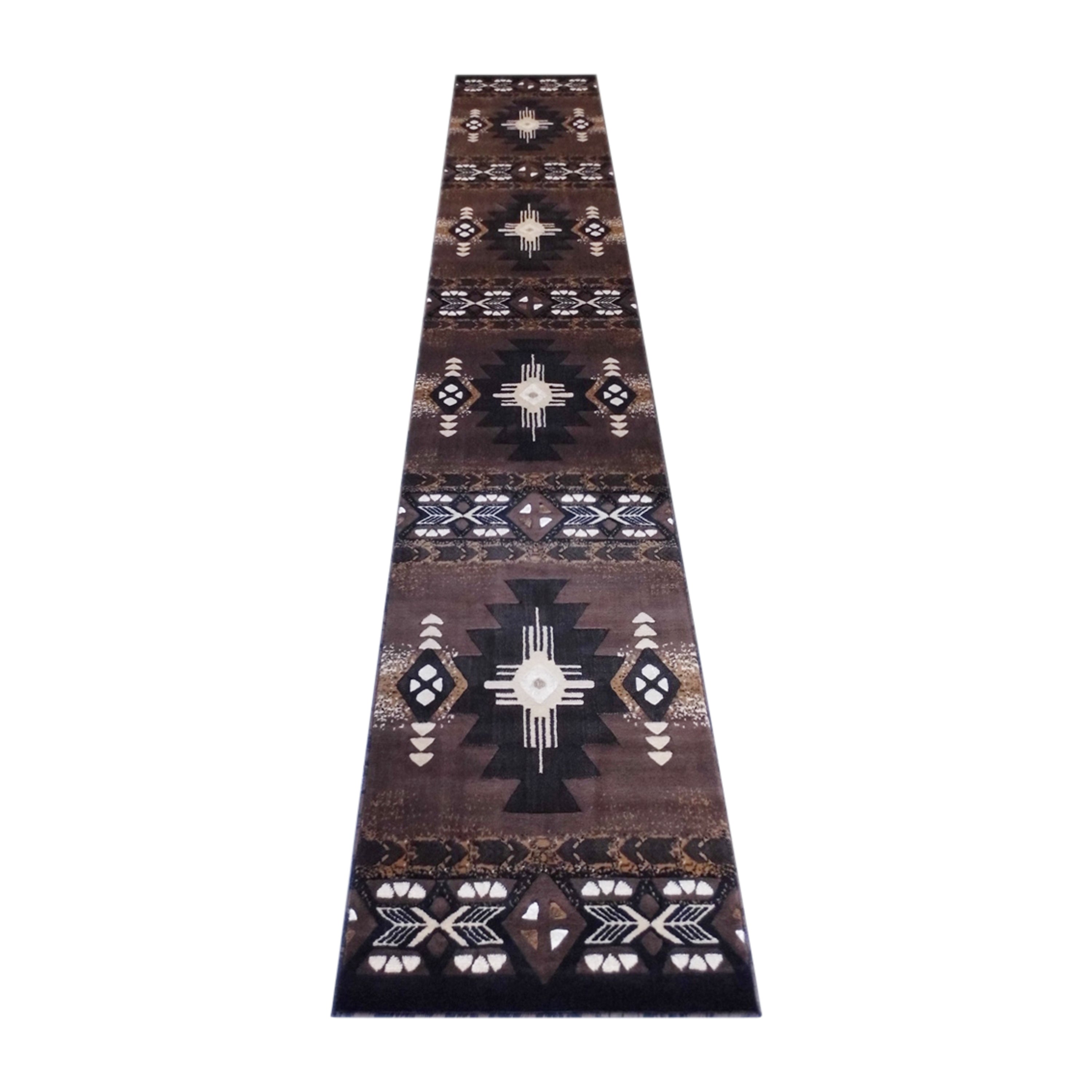 Mohave Collection 3' x 16' Chocolate Traditional Southwestern Style Area Rug - Olefin Fibers with Jute Backing