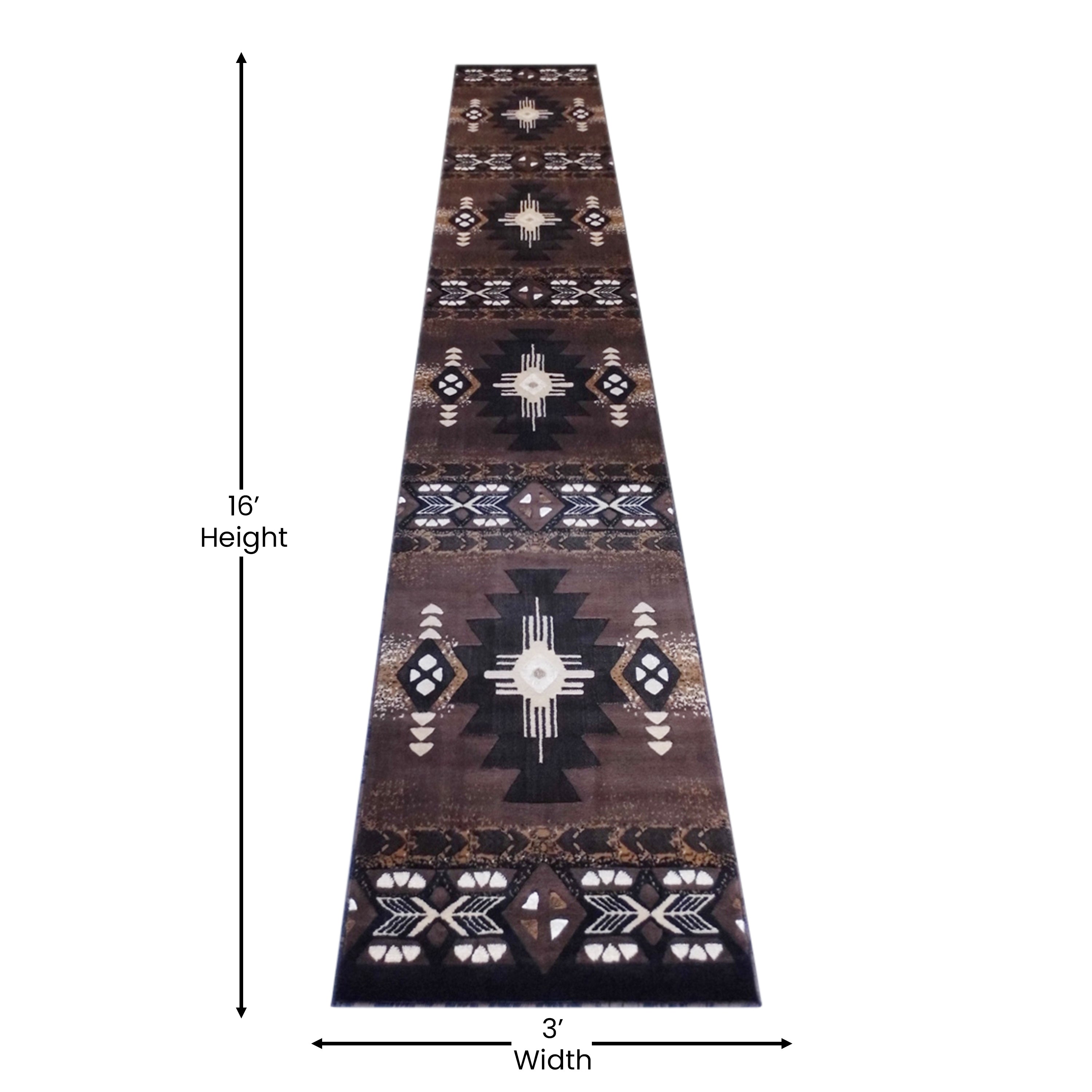 Mohave Collection 3' x 16' Chocolate Traditional Southwestern Style Area Rug - Olefin Fibers with Jute Backing