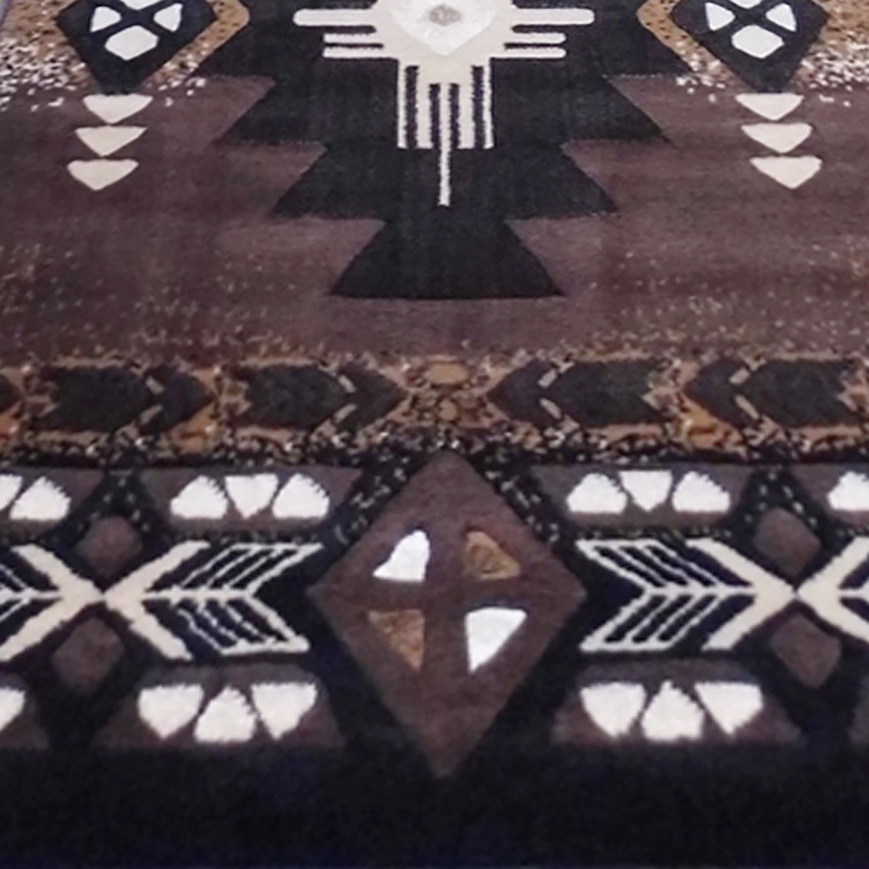 Mohave Collection 3' x 16' Chocolate Traditional Southwestern Style Area Rug - Olefin Fibers with Jute Backing