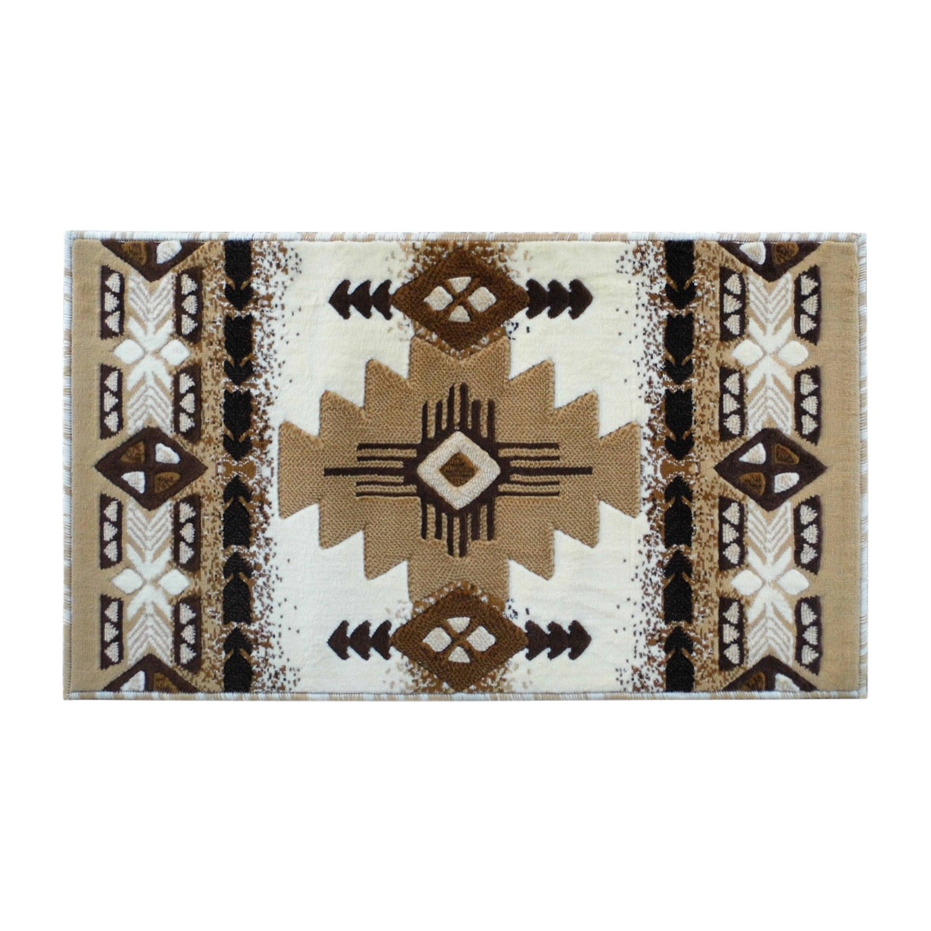 Mohave Collection 2' x 3' Ivory Traditional Southwestern Style Area Rug - Olefin Fibers with Jute Backing