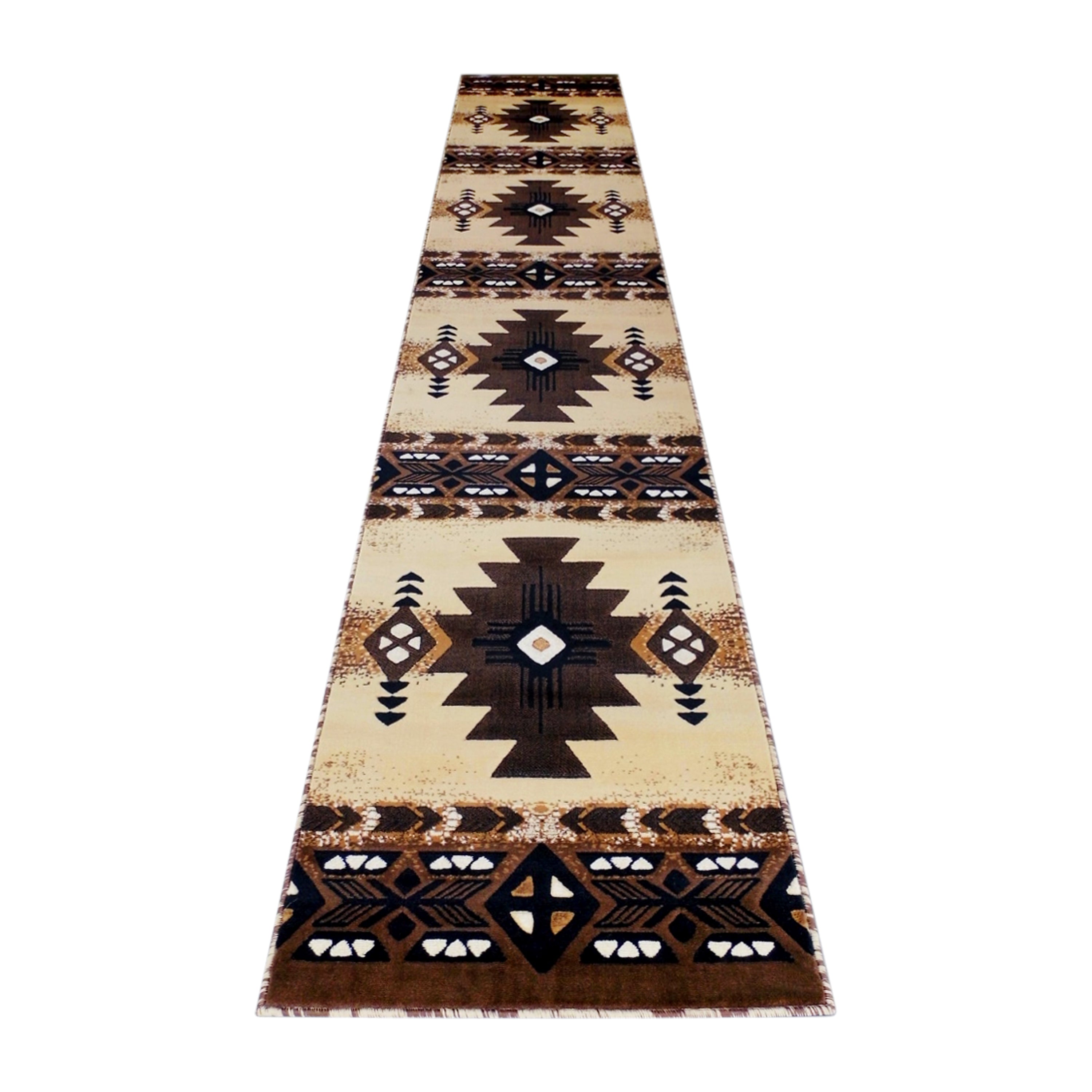 Mohave Collection 3' x 16' Brown Traditional Southwestern Style Area Rug - Olefin Fibers with Jute Backing