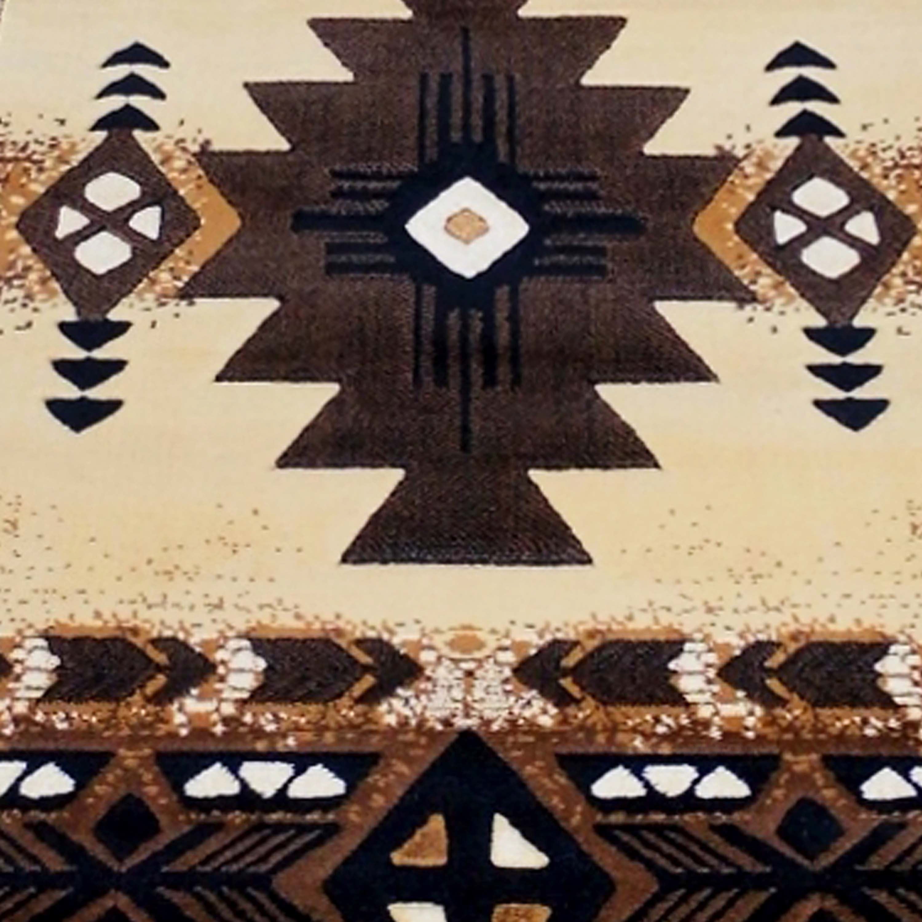 Mohave Collection 3' x 16' Brown Traditional Southwestern Style Area Rug - Olefin Fibers with Jute Backing
