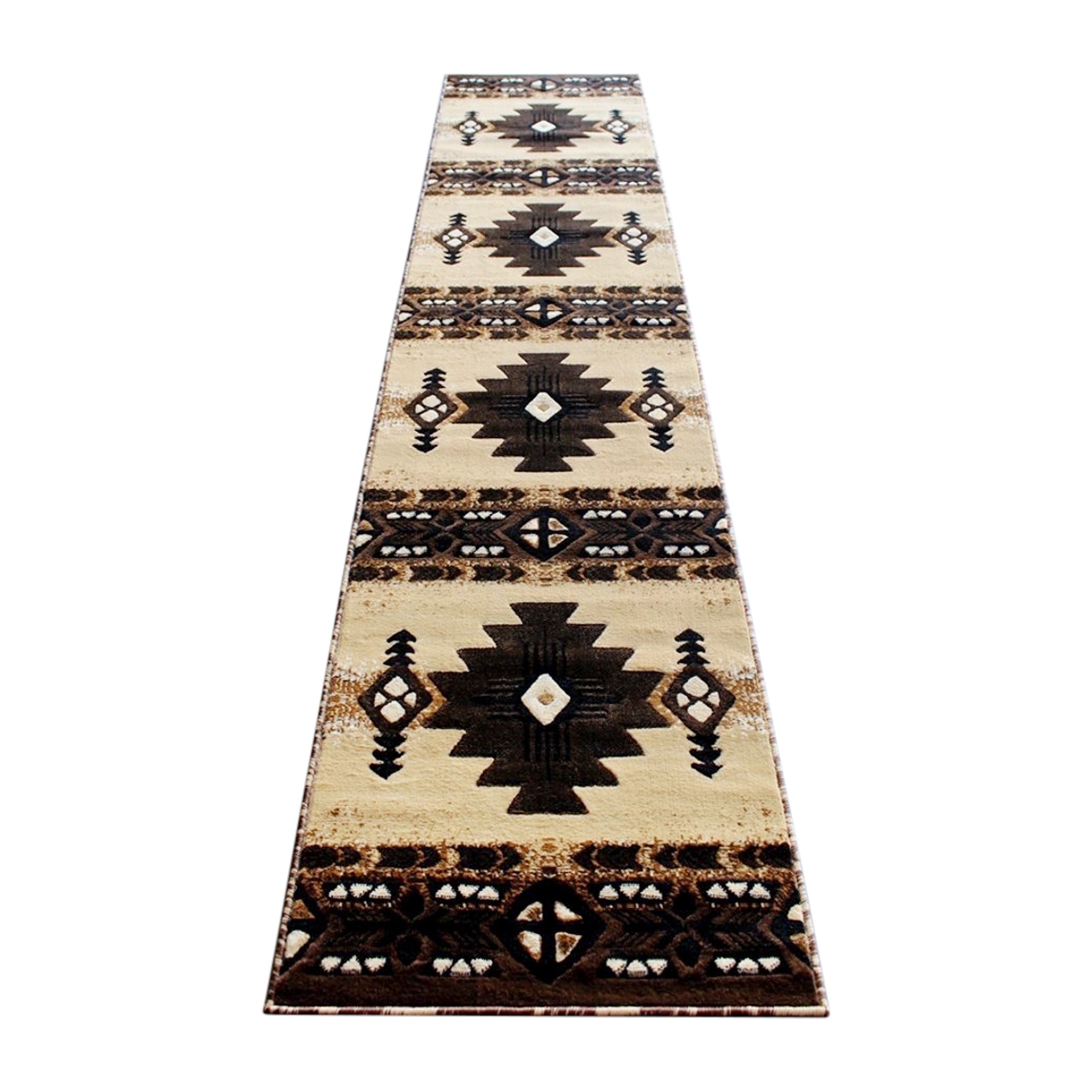 Mohave Collection 2' x 10' Brown Traditional Southwestern Style Area Rug - Olefin Fibers with Jute Backing