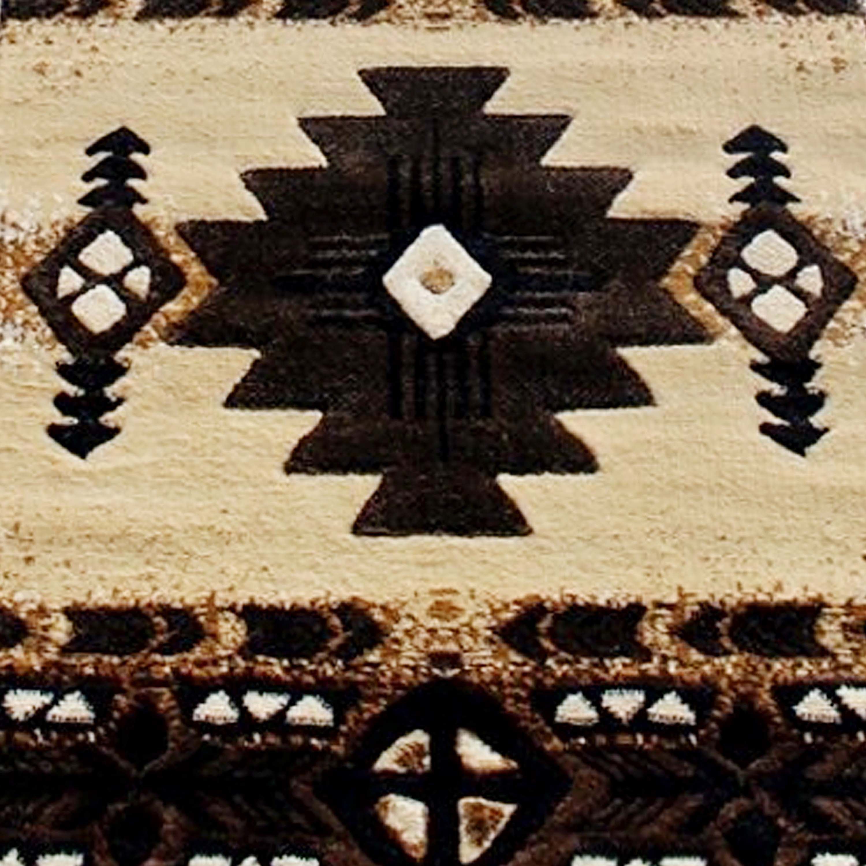 Mohave Collection 2' x 10' Brown Traditional Southwestern Style Area Rug - Olefin Fibers with Jute Backing