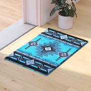 Mohave Collection 2' x 3' Turquoise Traditional Southwestern Style Area Rug - Olefin Fibers with Jute Backing