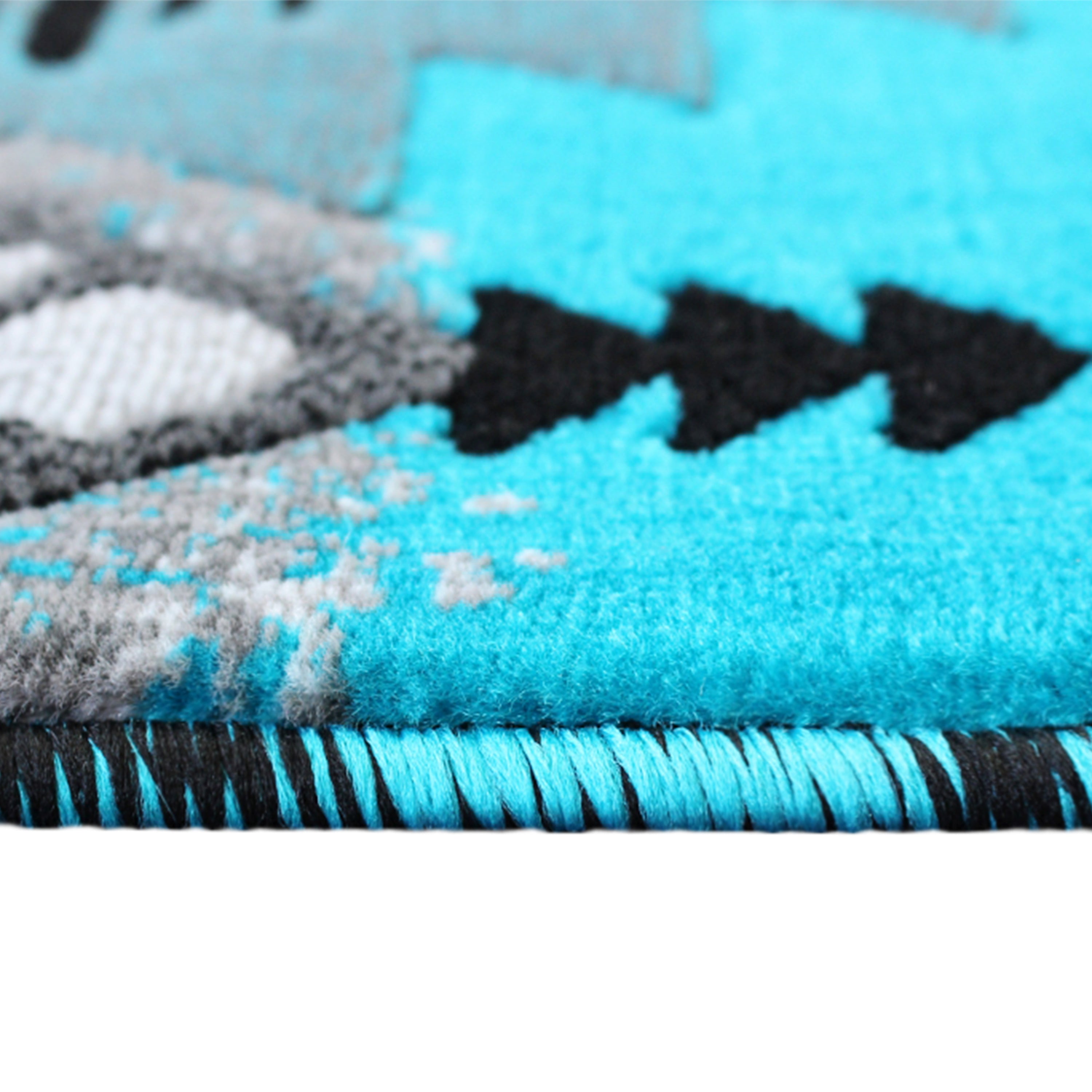 Mohave Collection 2' x 7' Turquoise Traditional Southwestern Style Area Rug - Olefin Fibers with Jute Backing