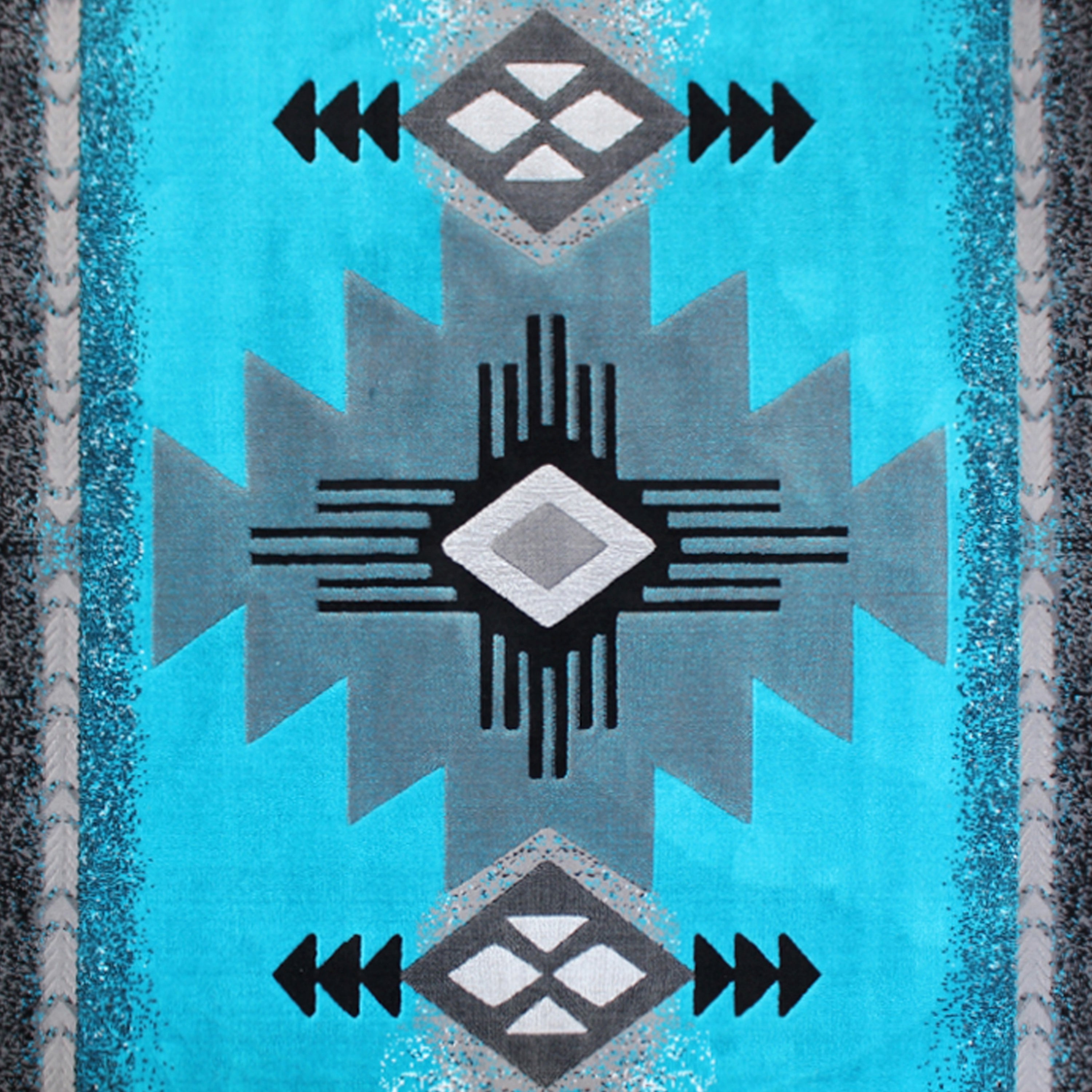 Mohave Collection 5' x 7' Turquoise Traditional Southwestern Style Area Rug - Olefin Fibers with Jute Backing