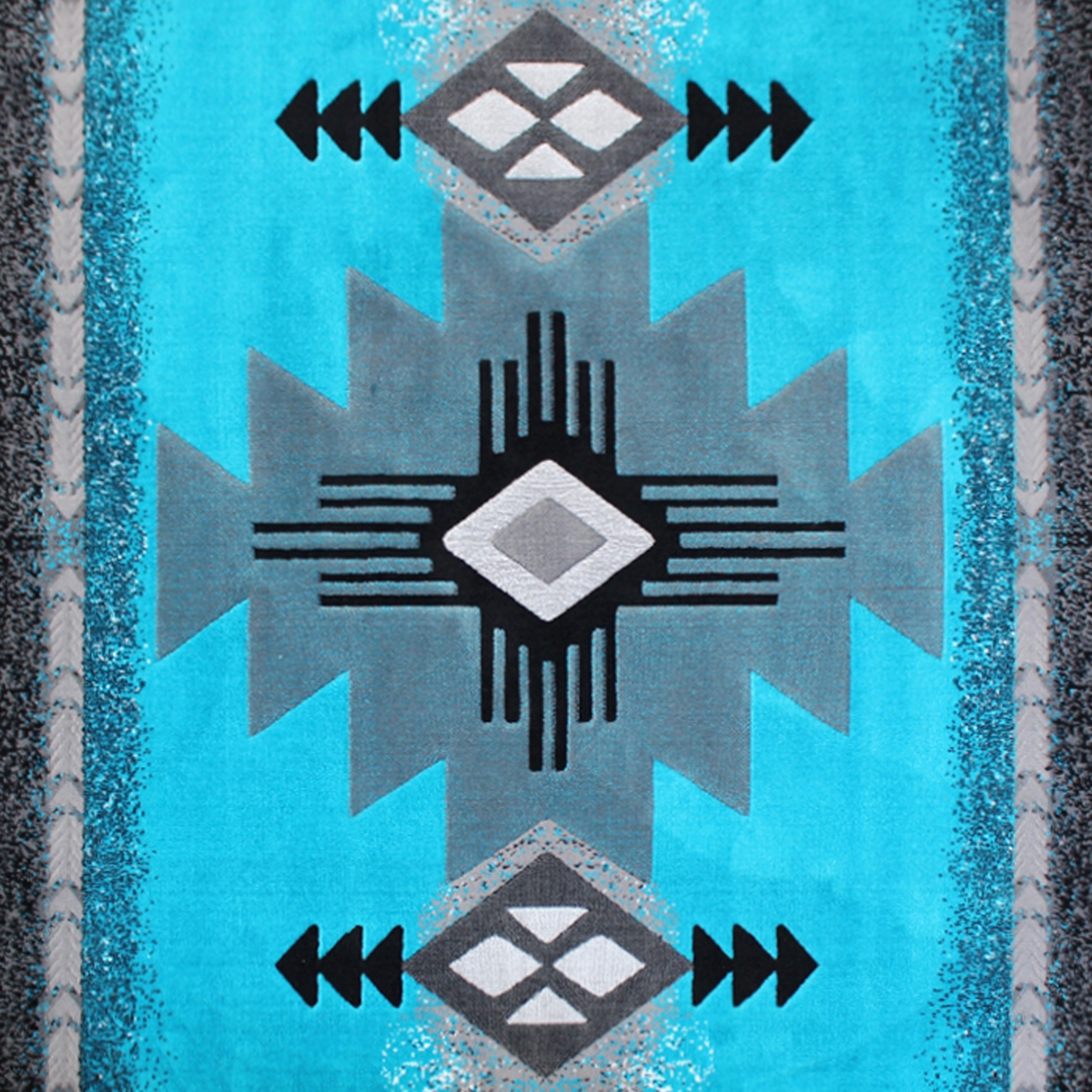 Mohave Collection 6' x 9' Turquoise Traditional Southwestern Style Area Rug - Olefin Fibers with Jute Backing