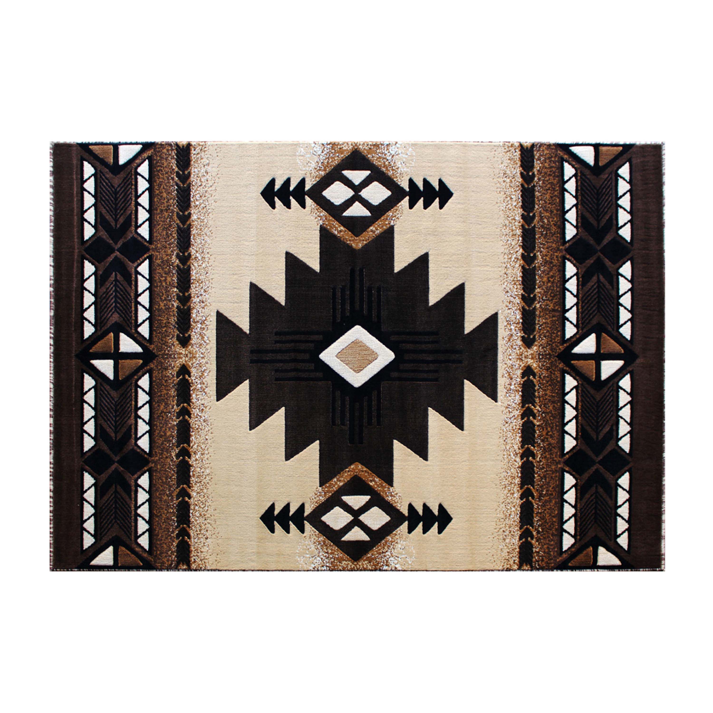Mohave Collection 5' x 7' Brown Traditional Southwestern Style Area Rug - Olefin Fibers with Jute Backing