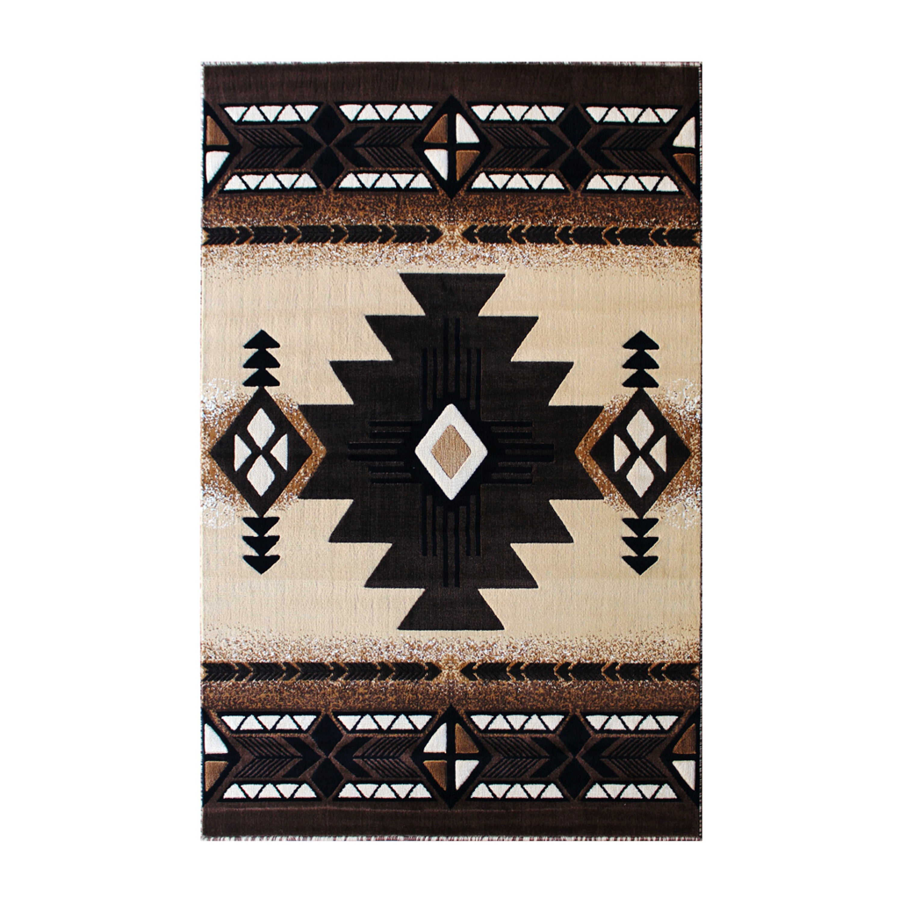 Mohave Collection 8' x 10' Brown Traditional Southwestern Style Area Rug - Olefin Fibers with Jute Backing