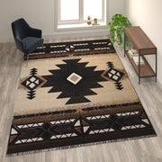 Mohave Collection 8' x 10' Brown Traditional Southwestern Style Area Rug - Olefin Fibers with Jute Backing
