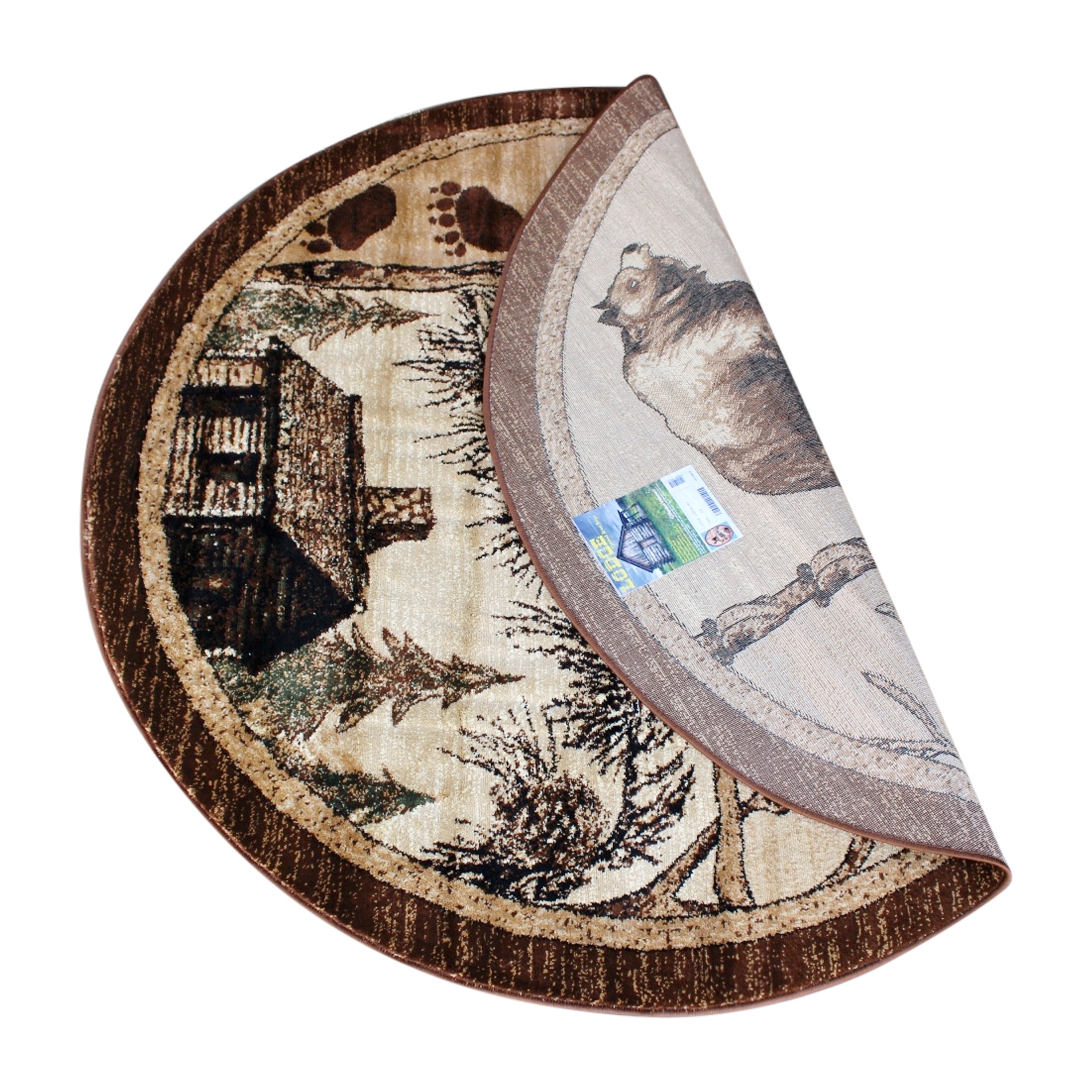 Vale Collection 6' x 6' Rustic Wildlife Themed Area Rug - Olefin Rug with Jute Backing - Entryway, Living Room, or Bedroom