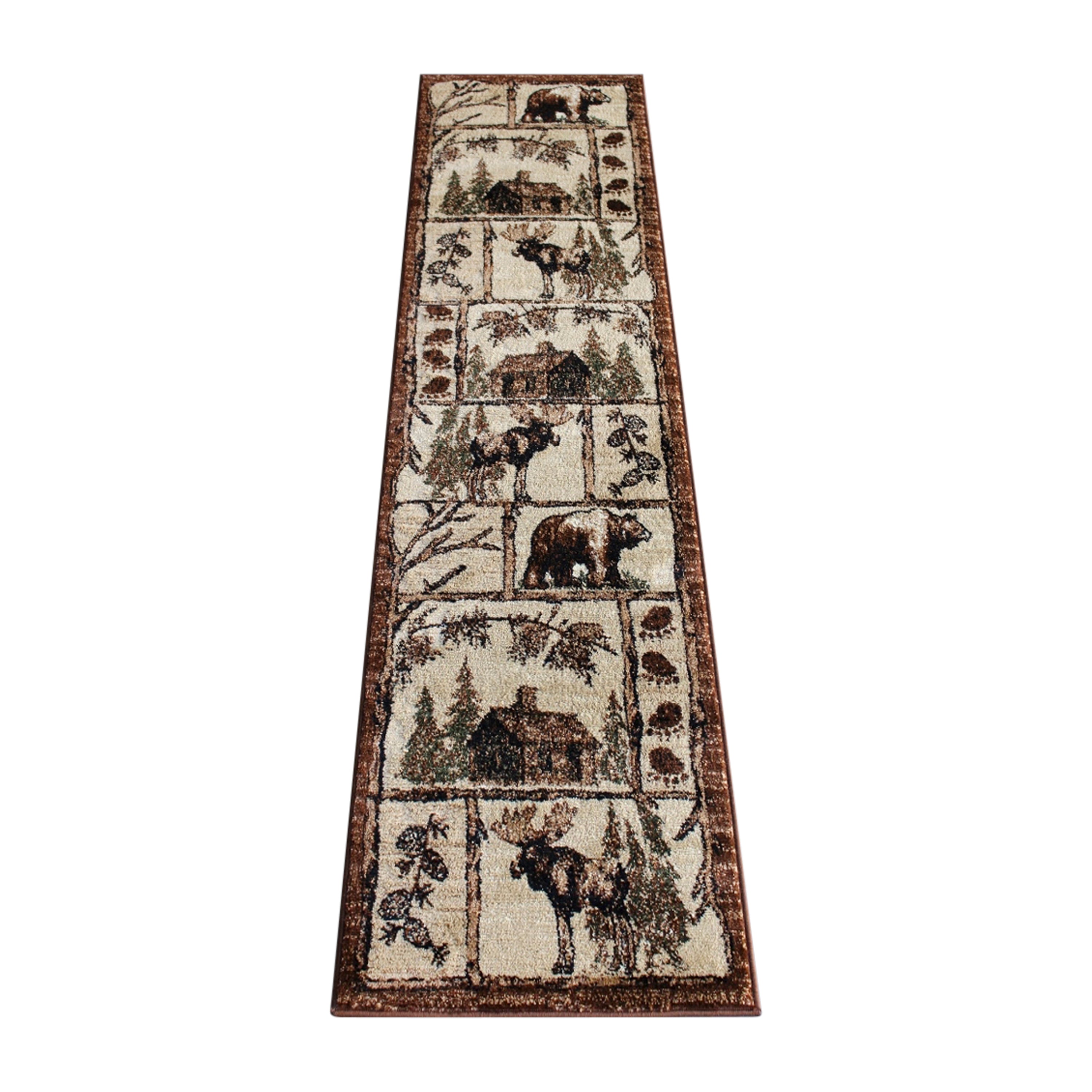 Vale Collection 2' x 7' Rustic Wildlife Themed Area Rug - Olefin Rug with Jute Backing - Entryway, Living Room, or Bedroom