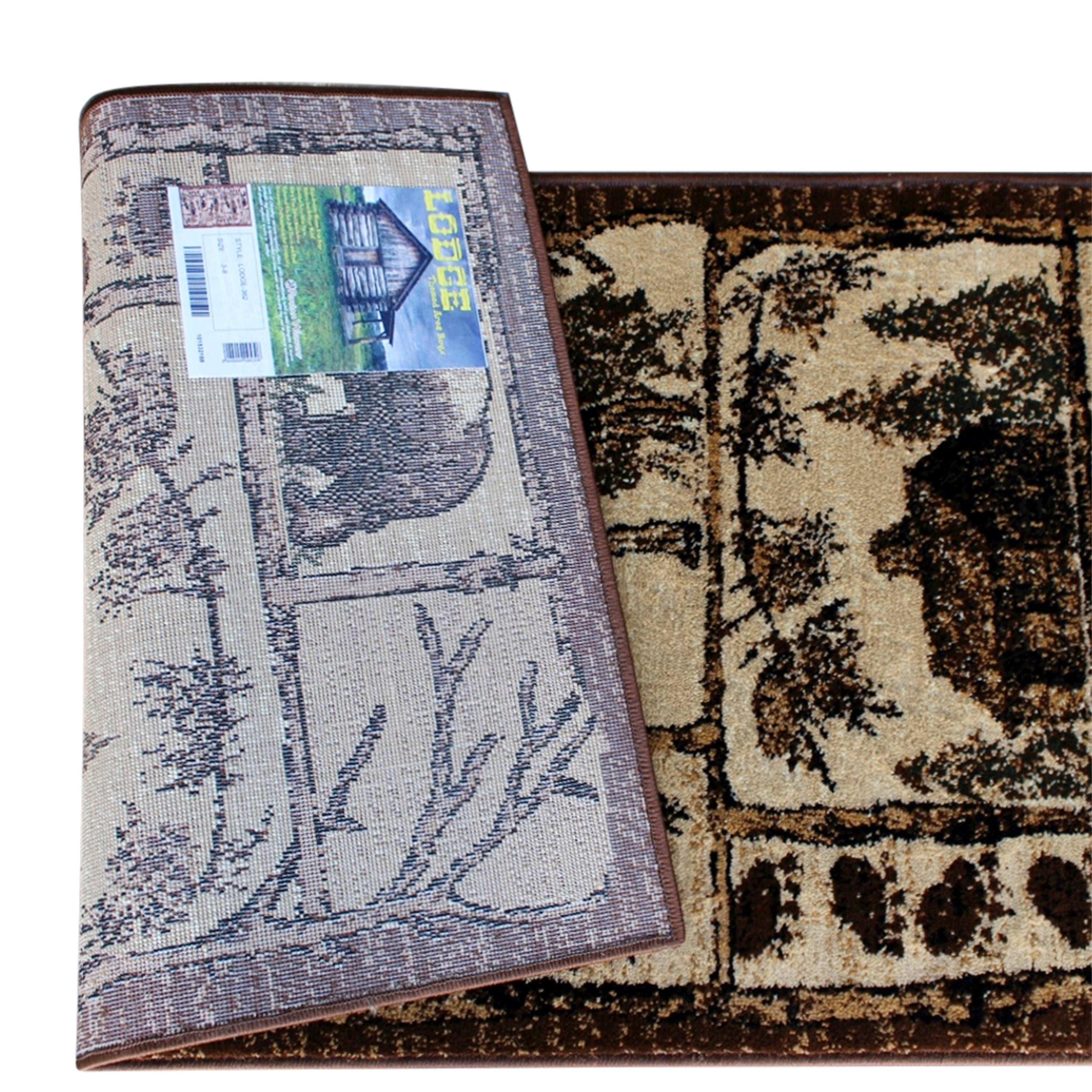 Vale Collection 2' x 7' Rustic Wildlife Themed Area Rug - Olefin Rug with Jute Backing - Entryway, Living Room, or Bedroom