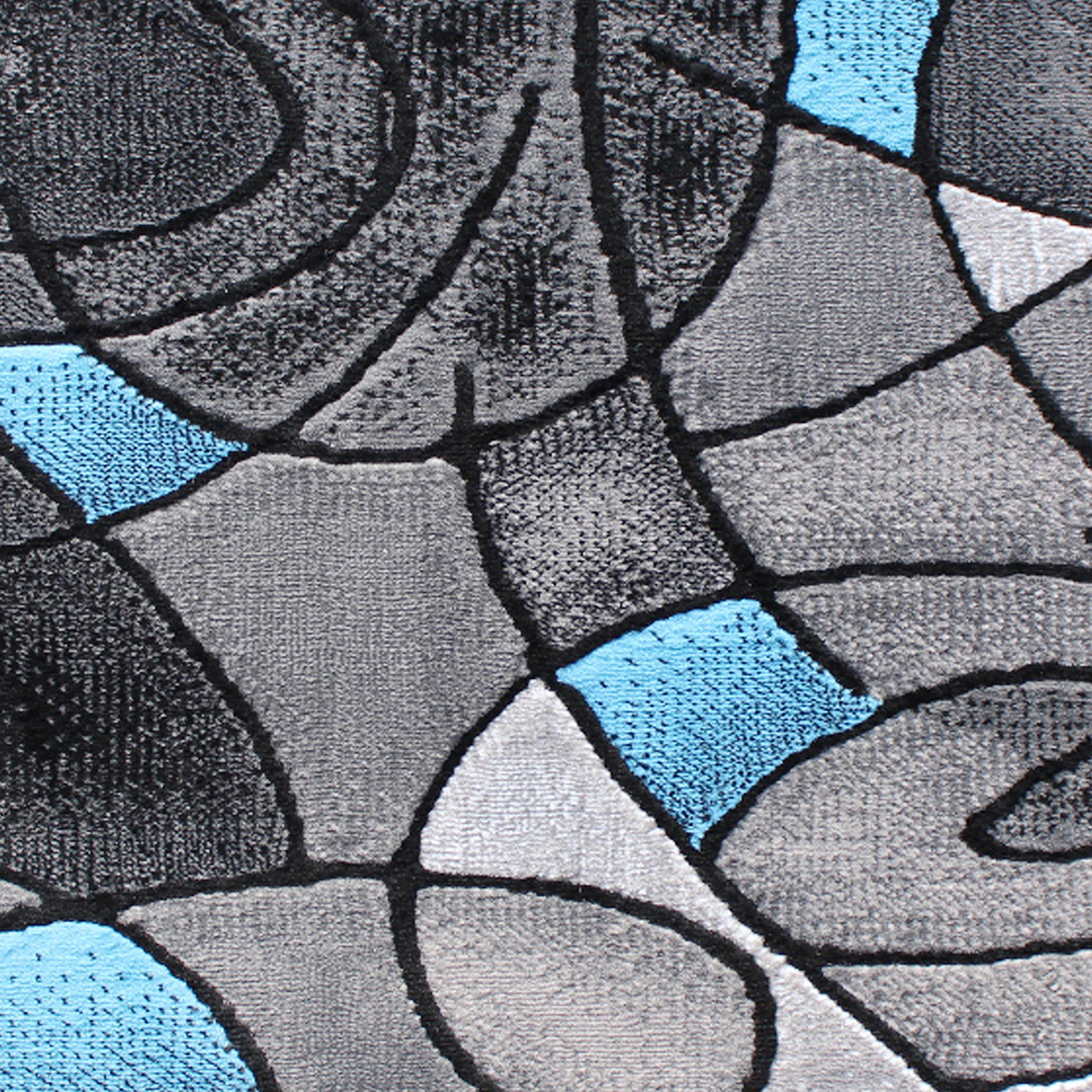 Jubilee Collection 2' x 3' Blue Abstract Pattern Area Rug - Olefin Rug with Jute Backing for Hallway, Entryway, or Bedroom
