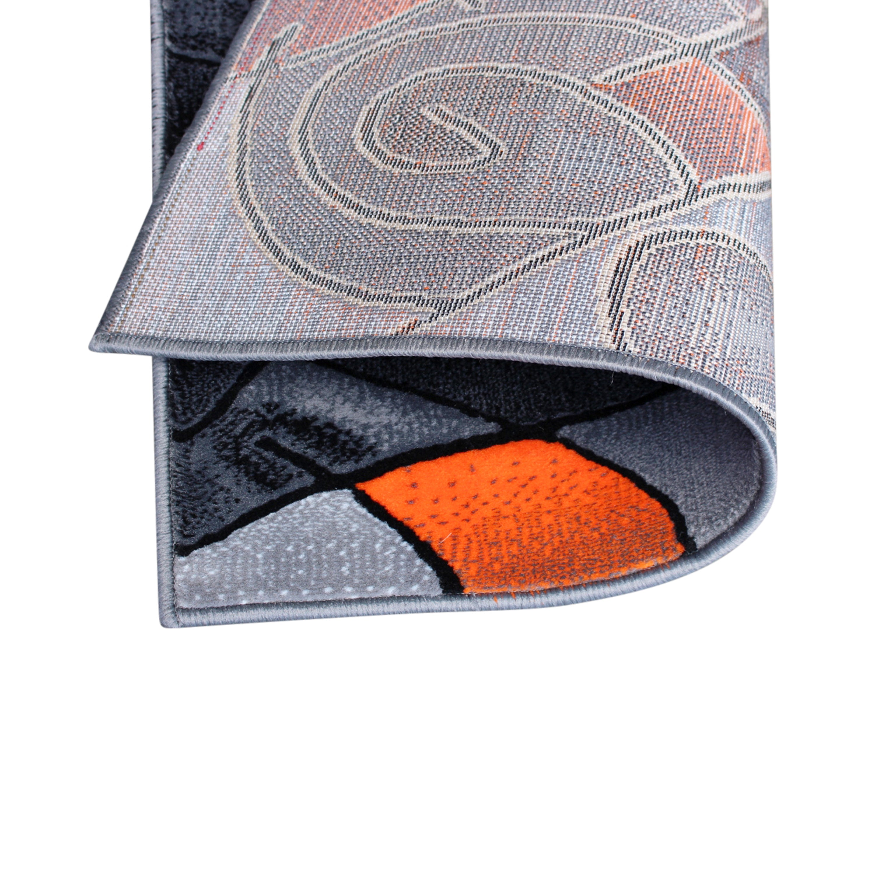 Jubilee Collection 2' x 3' Orange Abstract Pattern Area Rug - Olefin Rug with Jute Backing for Hallway, Entryway, or Bedroom