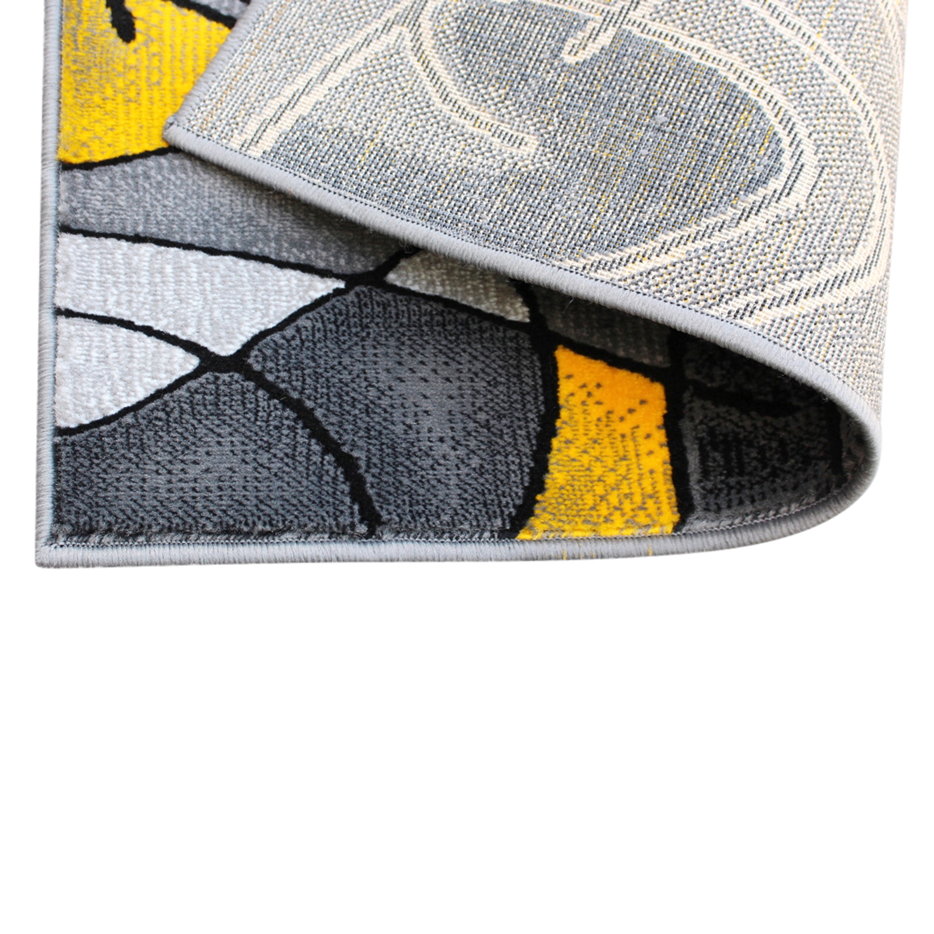 Jubilee Collection 2' x 3' Yellow Abstract Pattern Area Rug - Olefin Rug with Jute Backing for Hallway, Entryway, or Bedroom
