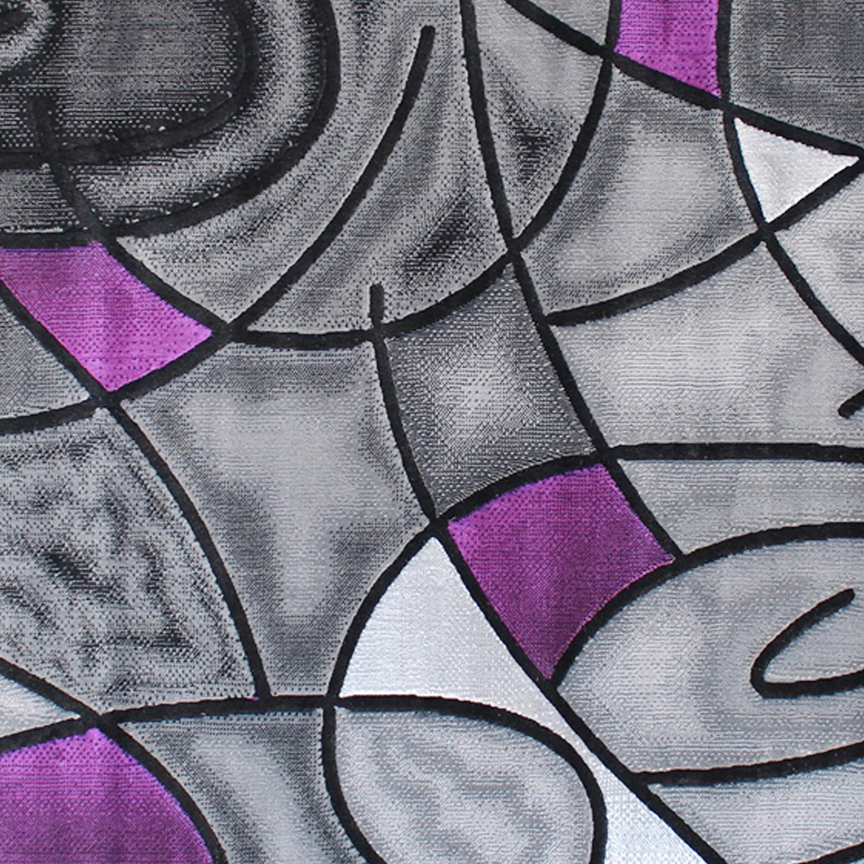 Jubilee Collection 3' x 5' Purple Abstract Area Rug - Olefin Rug with Jute Backing - Living Room, Bedroom, & Family Room