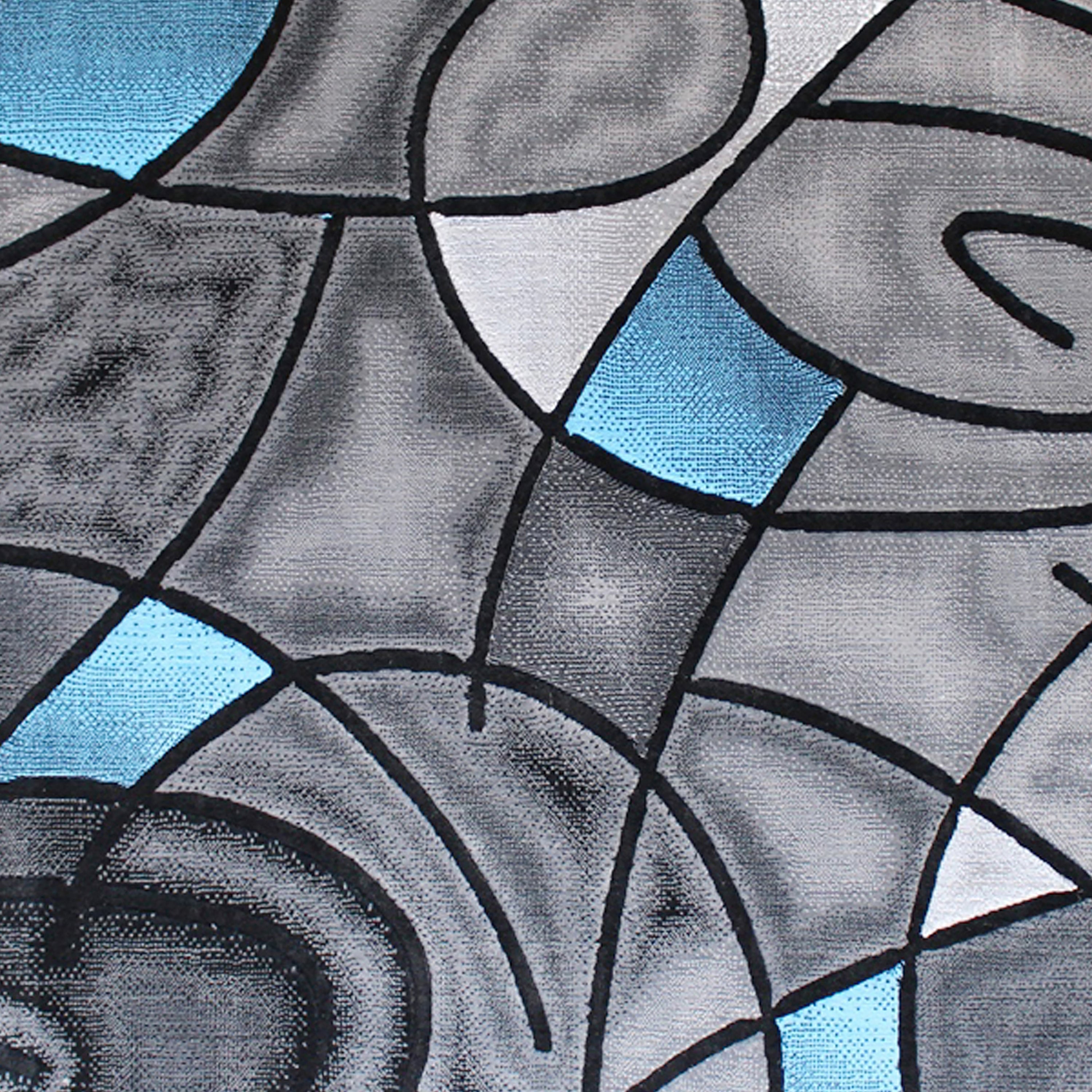 Jubilee Collection 5' x 7' Blue Abstract Area Rug - Olefin Rug with Jute Backing - Living Room, Bedroom, & Family Room