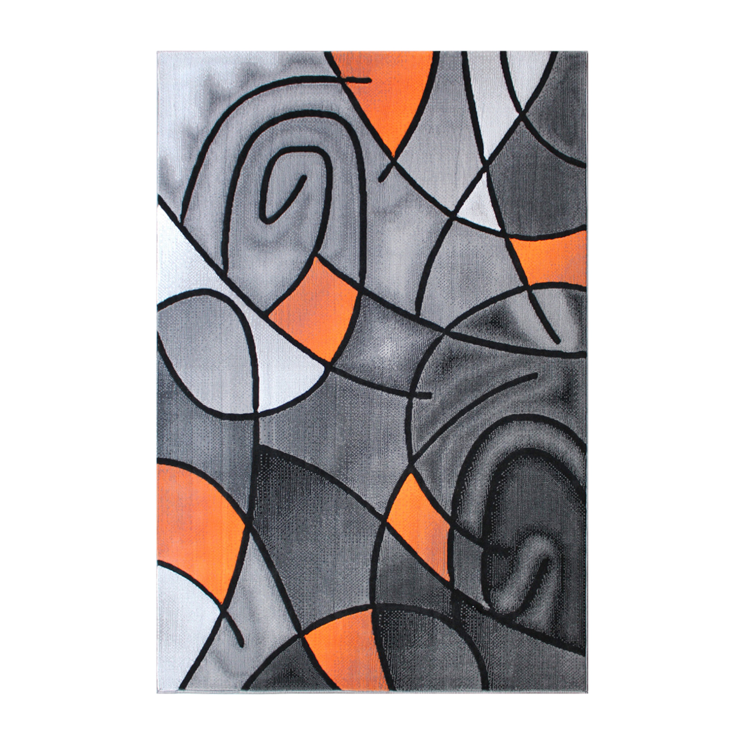 Jubilee Collection 5' x 7' Orange Abstract Area Rug - Olefin Rug with Jute Backing - Living Room, Bedroom, & Family Room