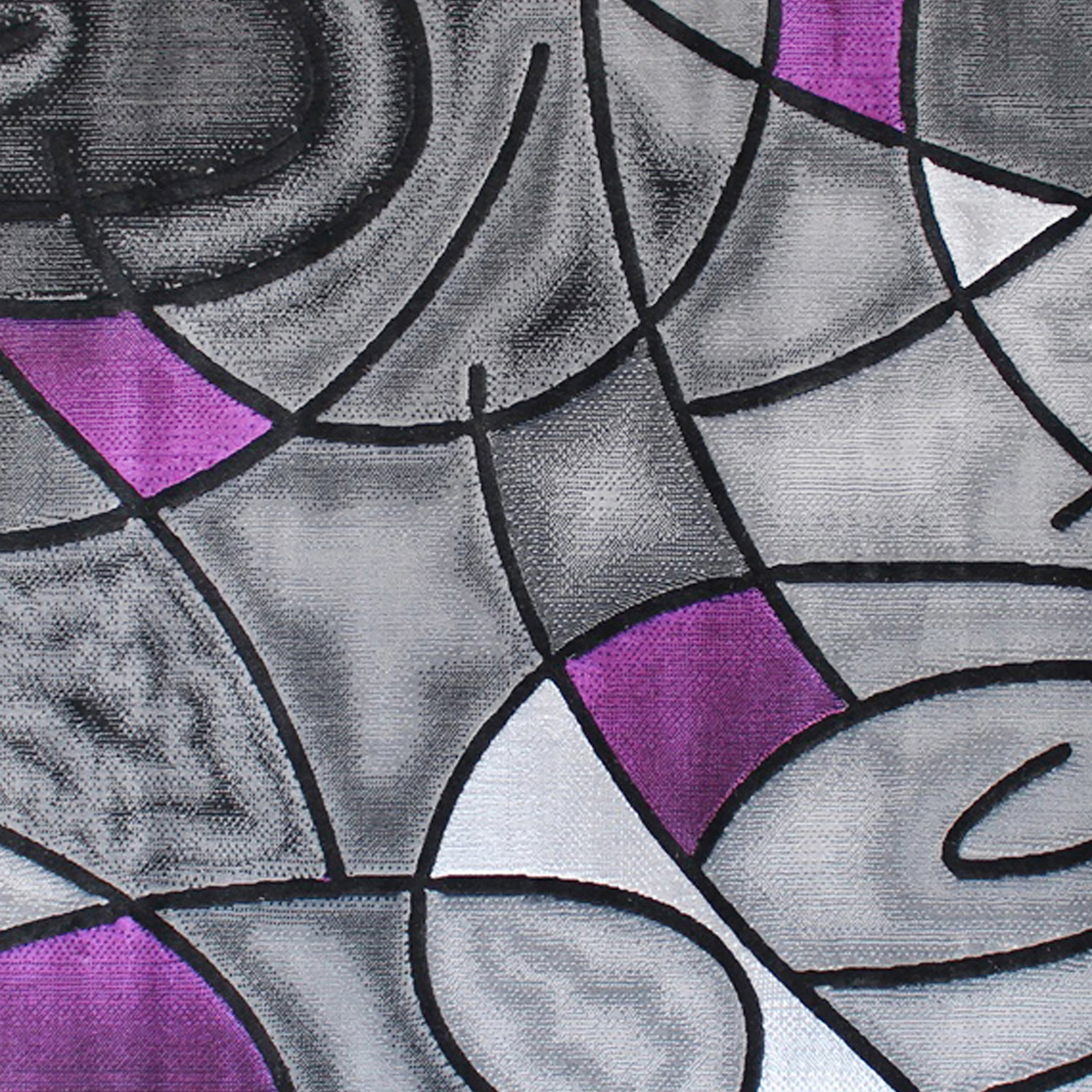 Jubilee Collection 5' x 7' Purple Abstract Area Rug - Olefin Rug with Jute Backing - Living Room, Bedroom, & Family Room