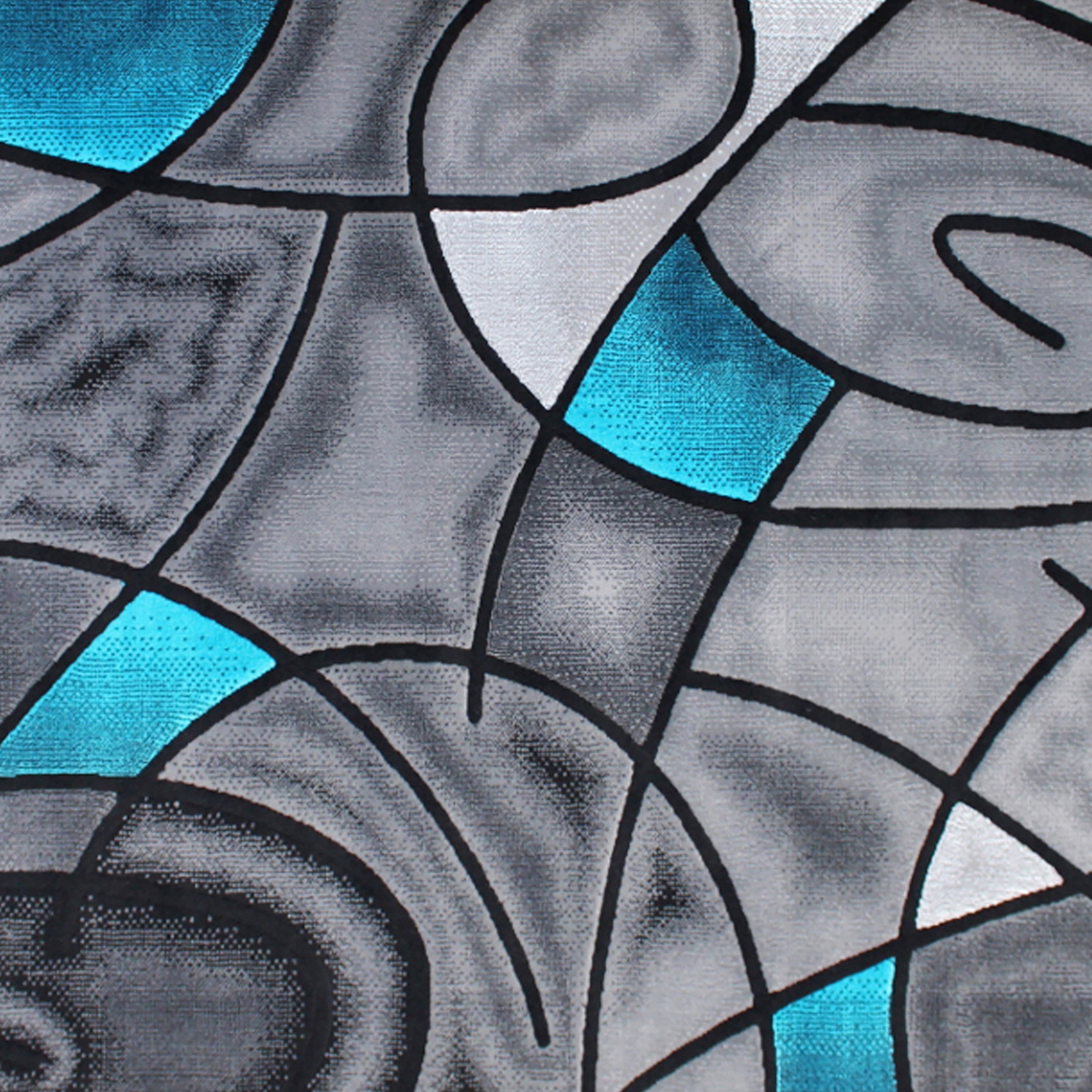 Jubilee Collection 5' x 7' Turquoise Abstract Area Rug - Olefin Rug with Jute Backing - Living Room, Bedroom, & Family Room