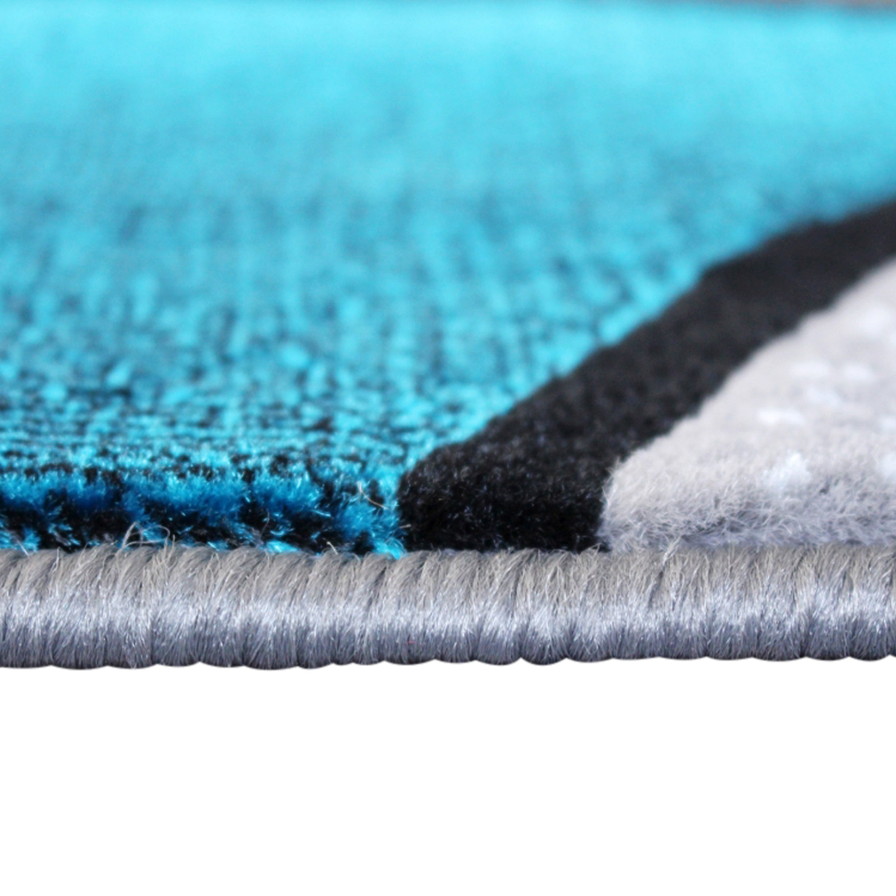 Jubilee Collection 5' x 7' Turquoise Abstract Area Rug - Olefin Rug with Jute Backing - Living Room, Bedroom, & Family Room