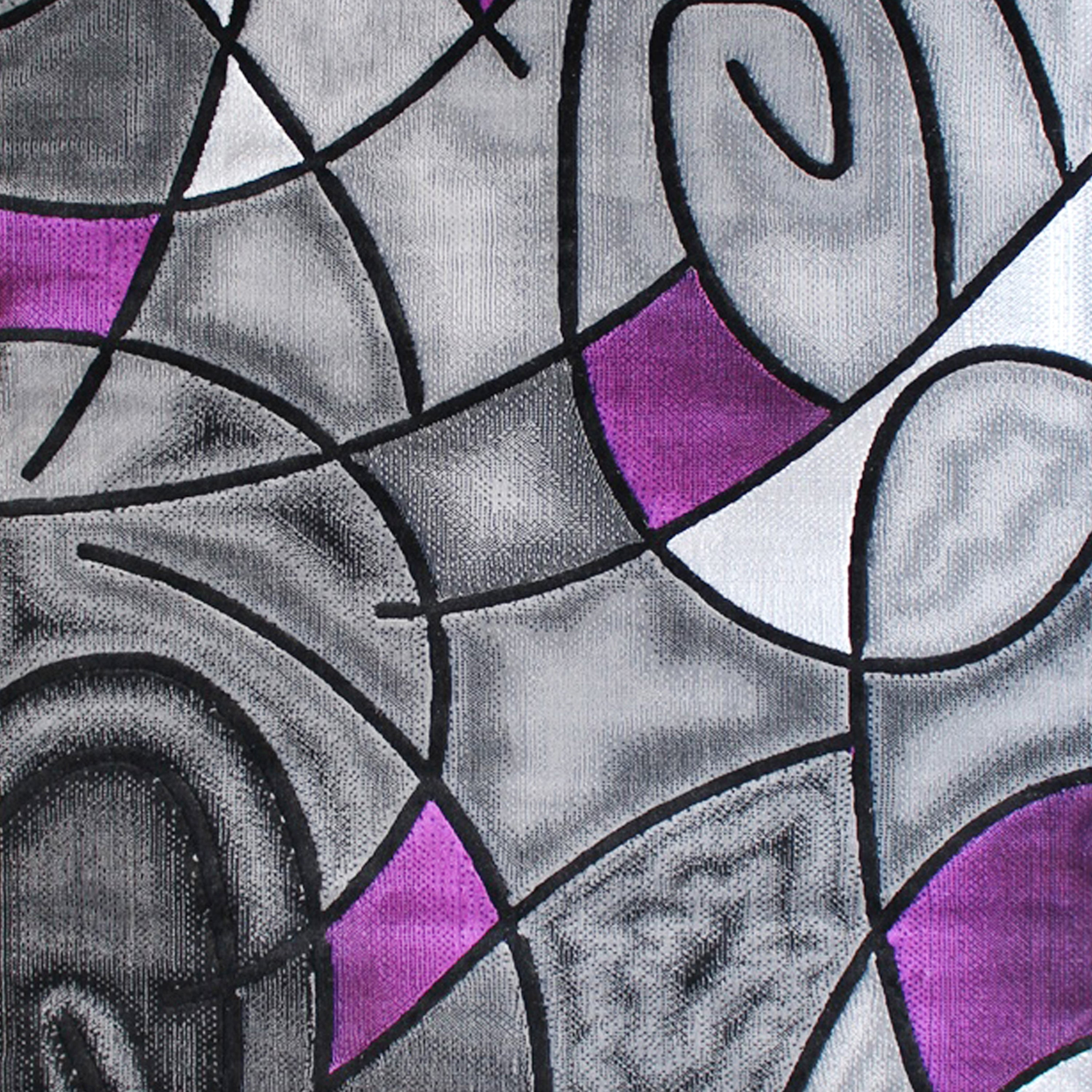 Jubilee Collection 6' x 9' Purple Abstract Area Rug - Olefin Rug with Jute Backing - Living Room, Bedroom, & Family Room
