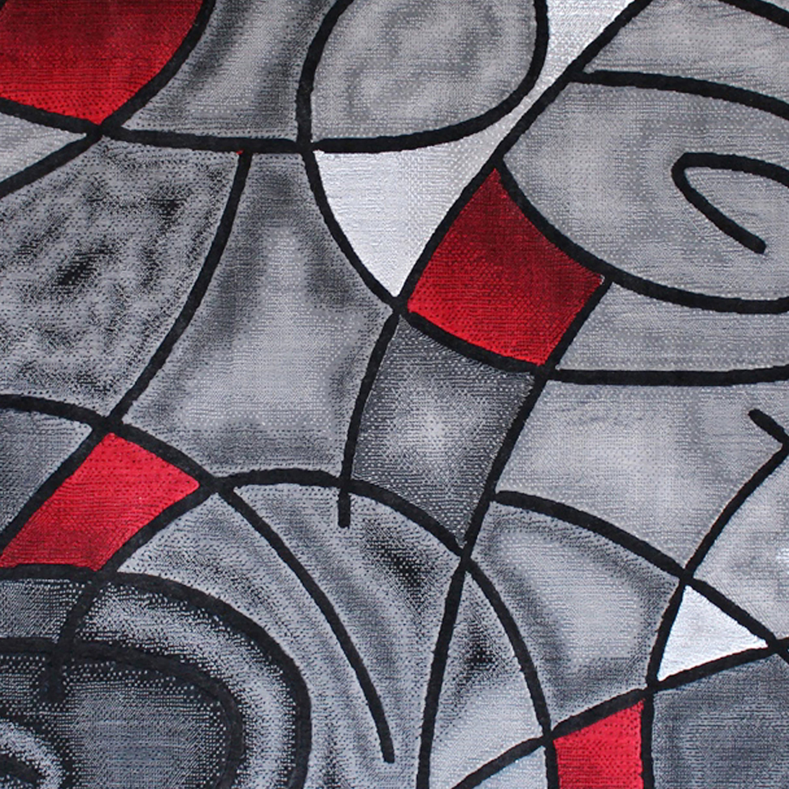 Jubilee Collection 6' x 9' Red Abstract Area Rug - Olefin Rug with Jute Backing - Living Room, Bedroom, & Family Room