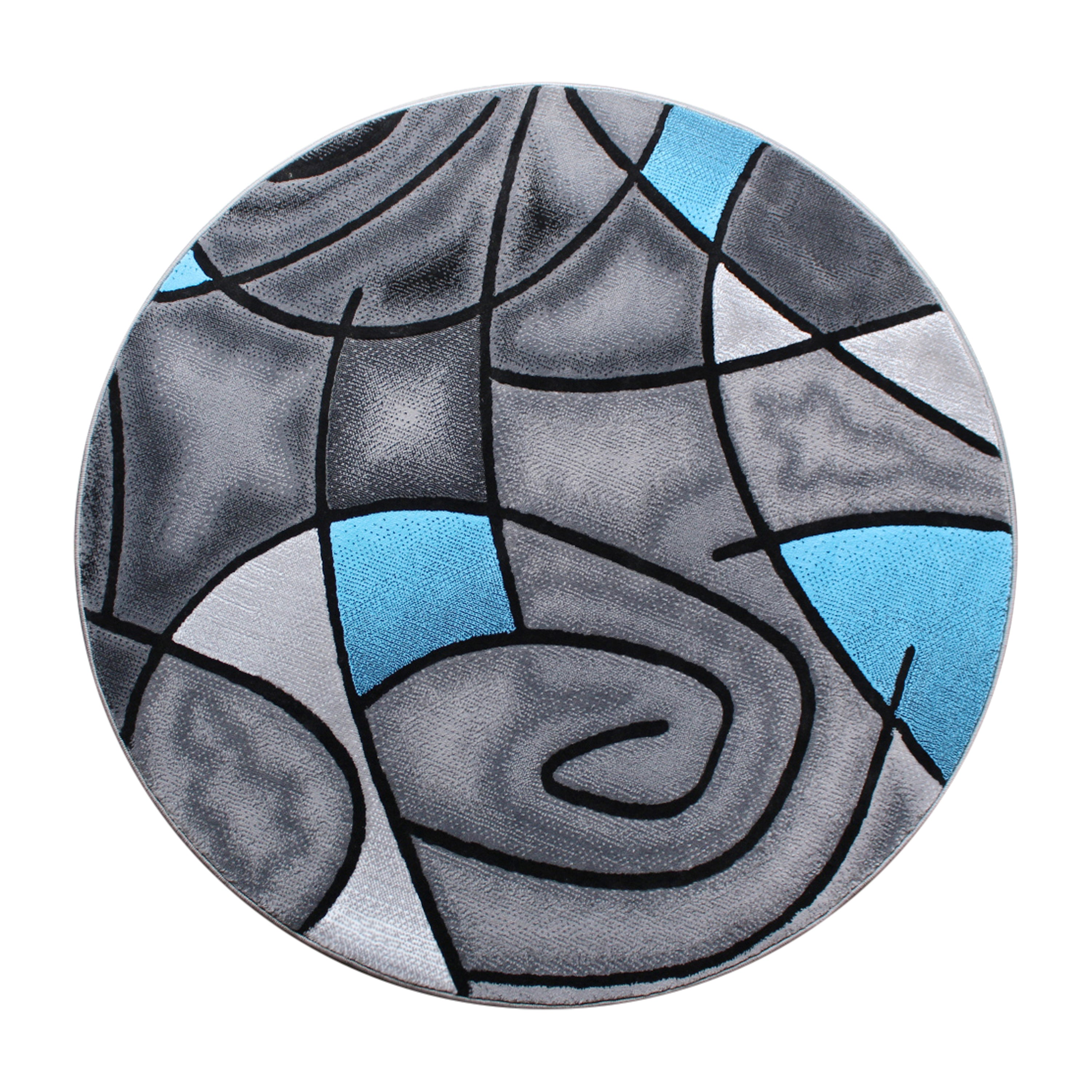 Jubilee Collection 7' x 7' Round Red Abstract Area Rug - Olefin Rug with Jute Backing - Living Room, Bedroom, Family Room