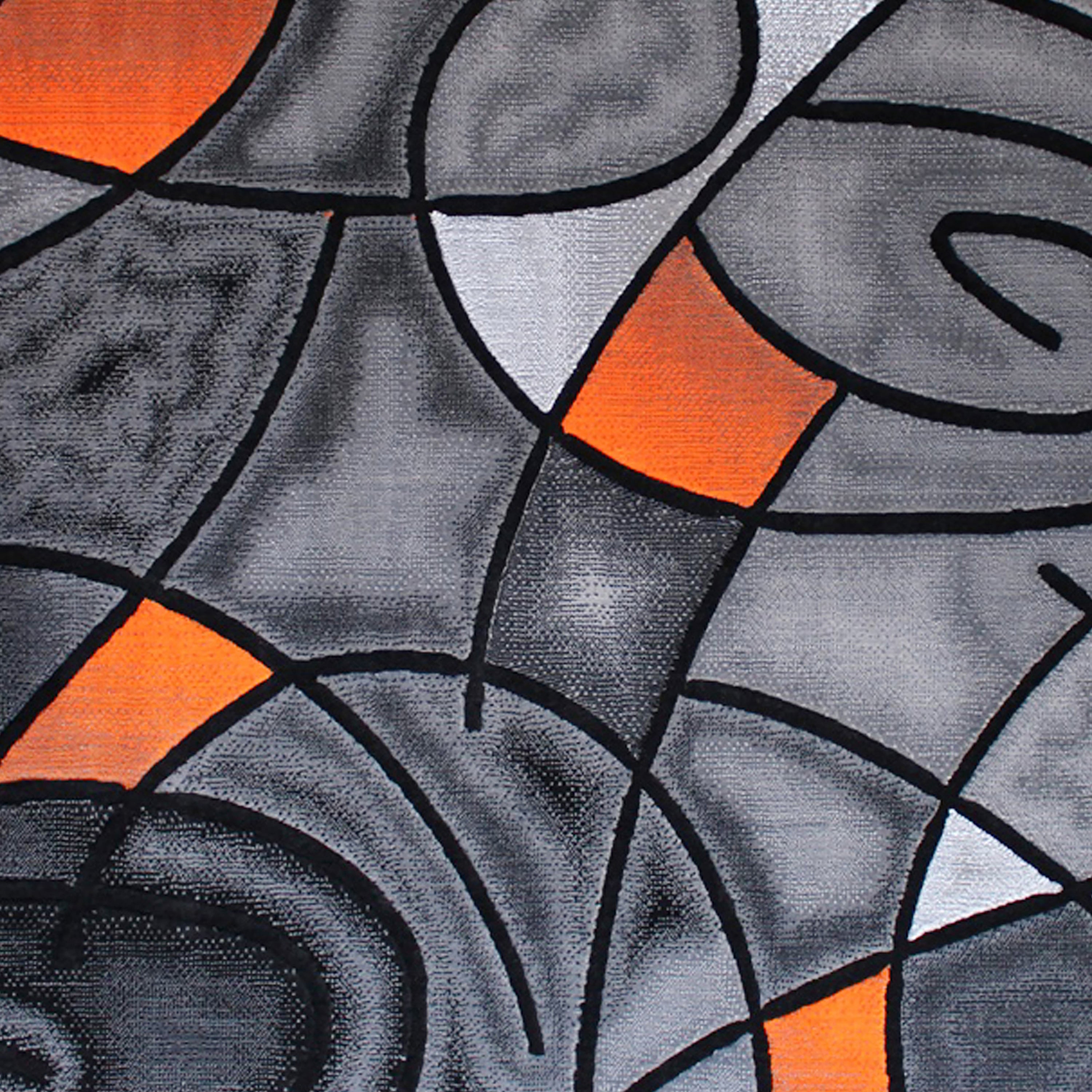 Jubilee Collection 8' x 10' Orange Abstract Area Rug - Olefin Rug with Jute Backing - Living Room, Bedroom, & Family Room