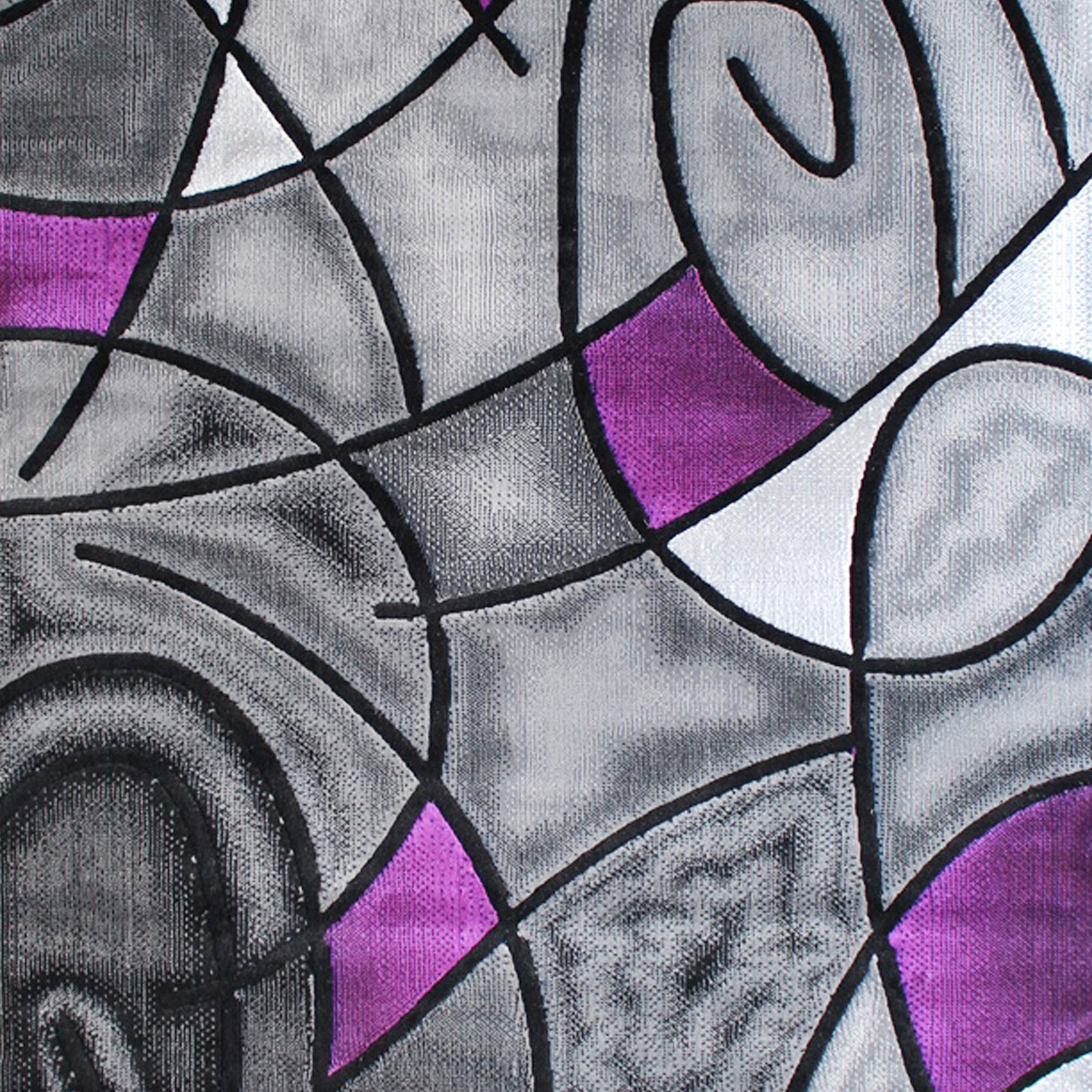 Jubilee Collection 8' x 10' Purple Abstract Area Rug - Olefin Rug with Jute Backing - Living Room, Bedroom, & Family Room